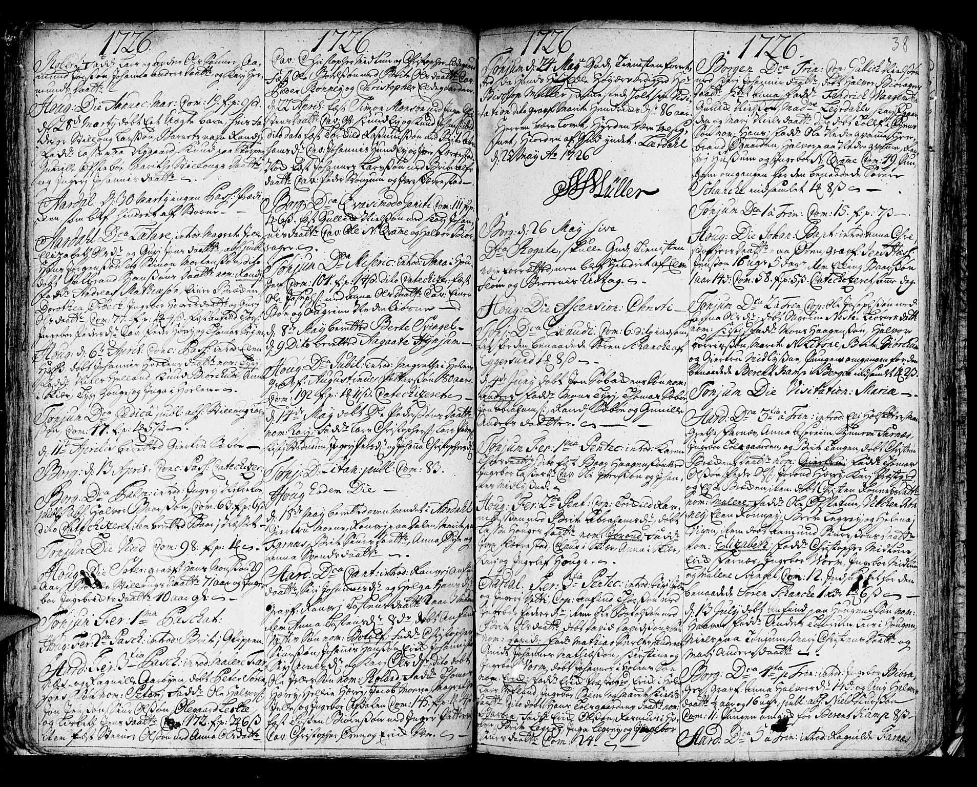 Lærdal sokneprestembete, SAB/A-81201: Parish register (official) no. A 1, 1711-1752, p. 38