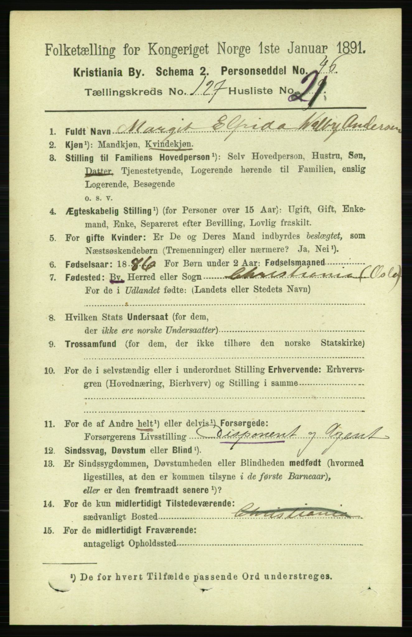 RA, 1891 census for 0301 Kristiania, 1891, p. 68497