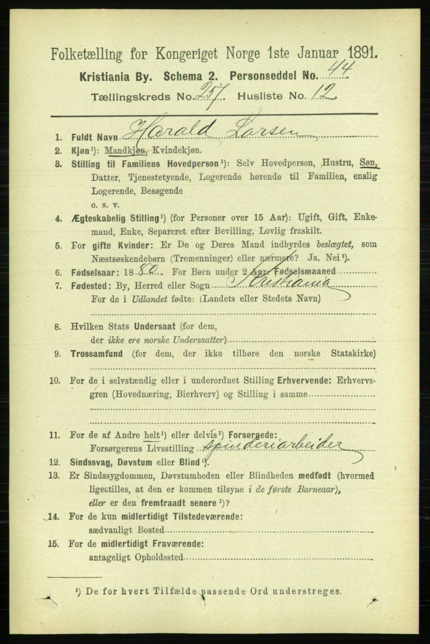 RA, 1891 census for 0301 Kristiania, 1891, p. 156717