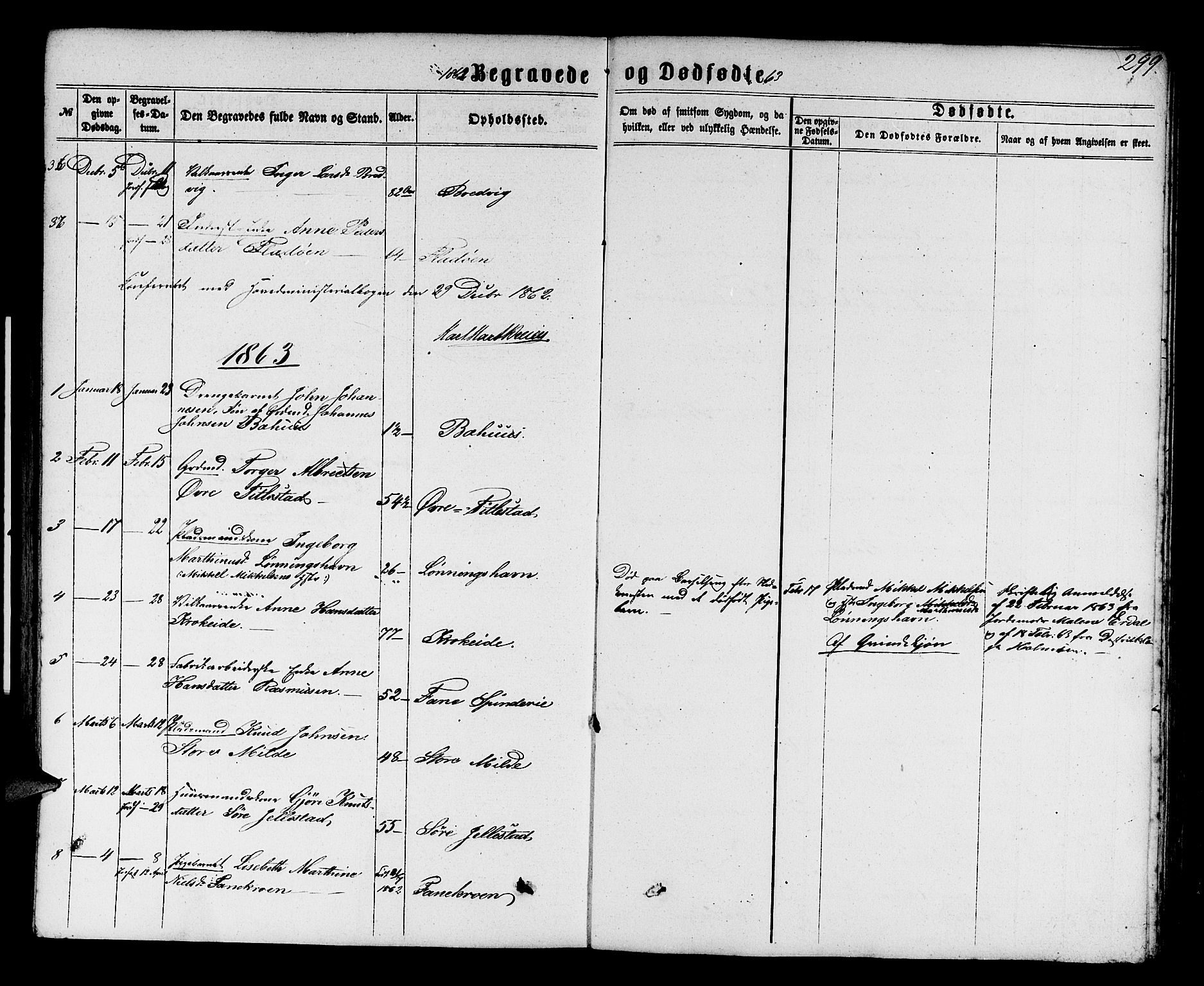 Fana Sokneprestembete, SAB/A-75101/H/Hab/Habb/L0003: Parish register (copy) no. B 3, 1861-1888, p. 299