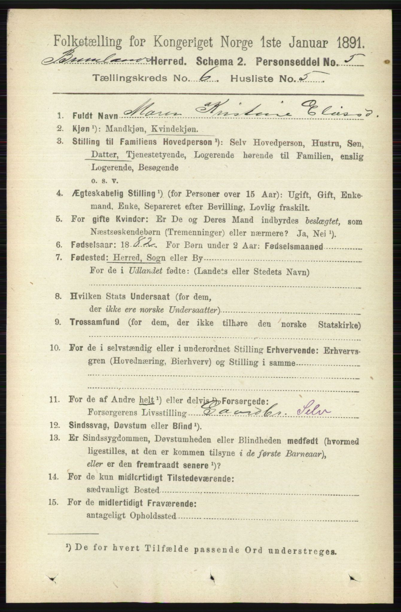 RA, 1891 census for 0726 Brunlanes, 1891, p. 2656