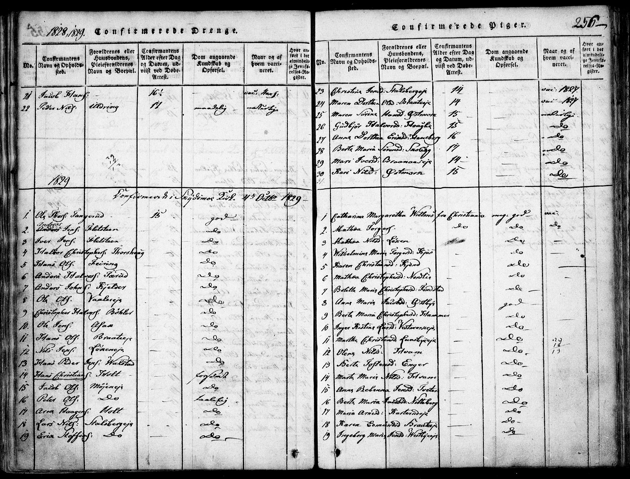 Skedsmo prestekontor Kirkebøker, SAO/A-10033a/F/Fa/L0008: Parish register (official) no. I 8, 1815-1829, p. 256