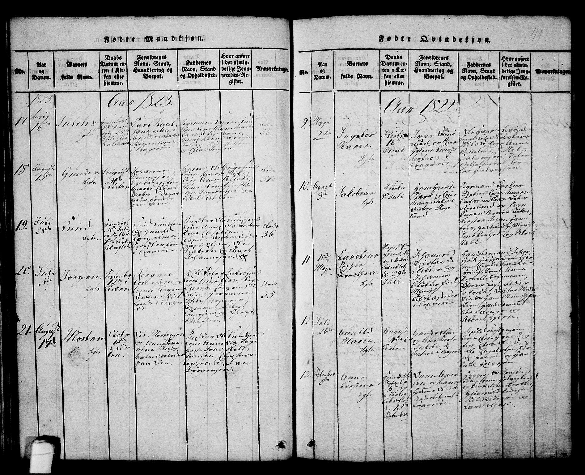 Kragerø kirkebøker, AV/SAKO-A-278/G/Ga/L0002: Parish register (copy) no. 2, 1814-1831, p. 41