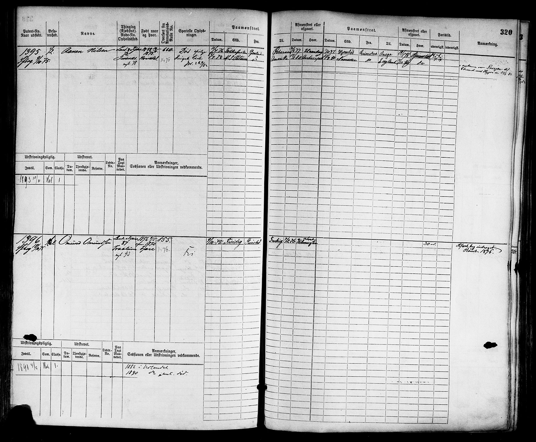 Grimstad mønstringskrets, SAK/2031-0013/F/Fb/L0002: Hovedrulle nr 759-1517, F-5, 1869-1877, p. 330