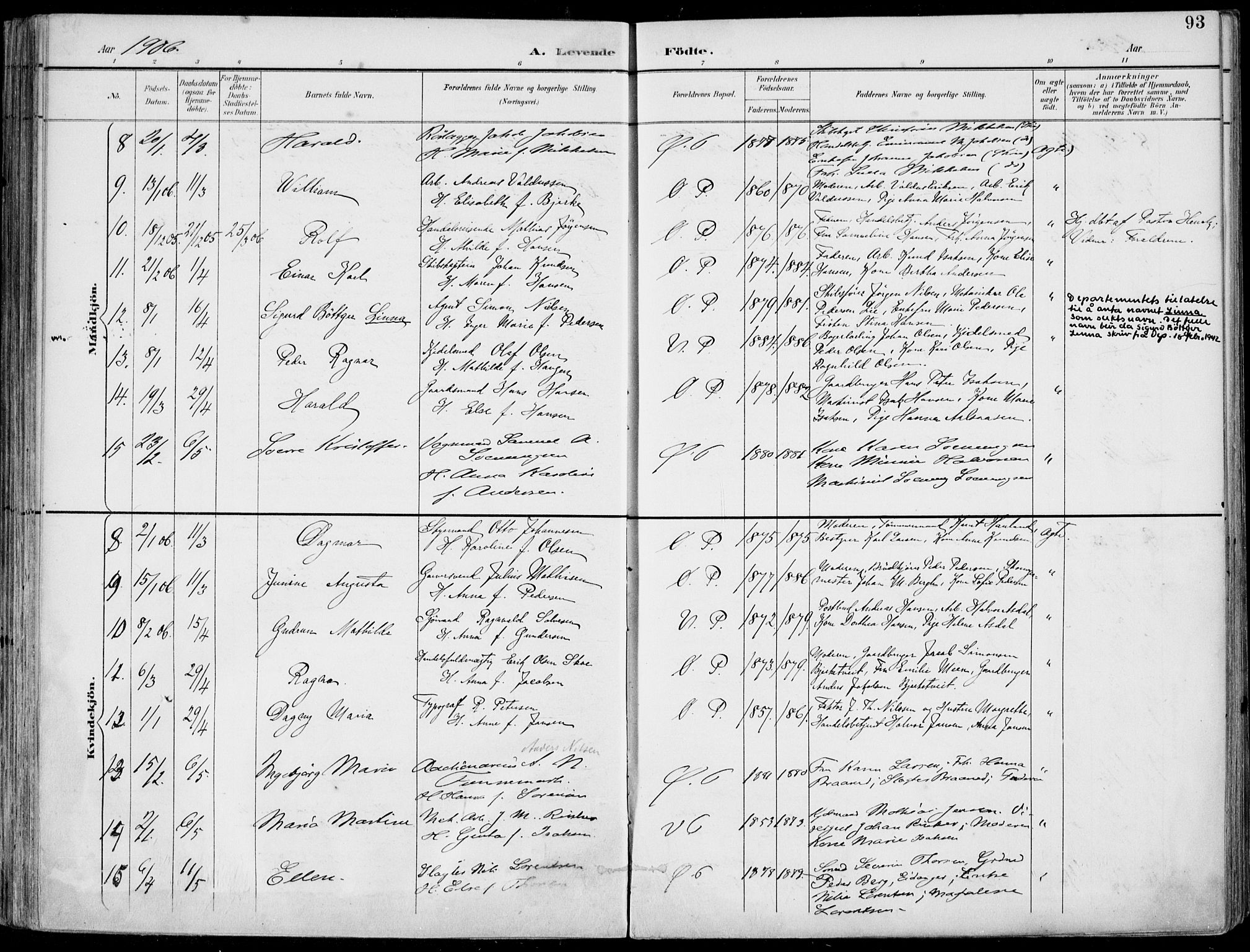 Porsgrunn kirkebøker , SAKO/A-104/F/Fa/L0010: Parish register (official) no. 10, 1895-1919, p. 93