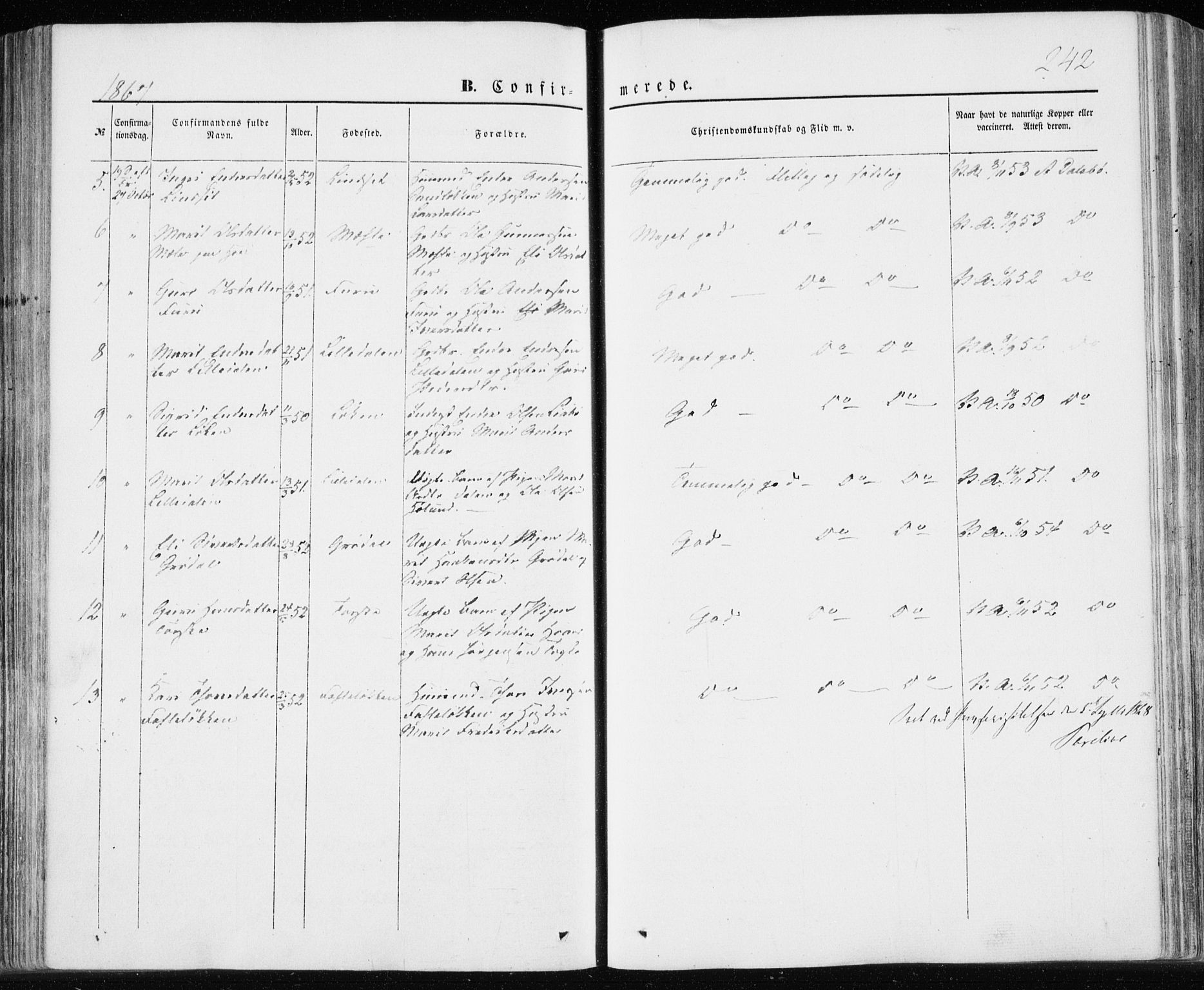 Ministerialprotokoller, klokkerbøker og fødselsregistre - Møre og Romsdal, AV/SAT-A-1454/590/L1013: Parish register (official) no. 590A05, 1847-1877, p. 242