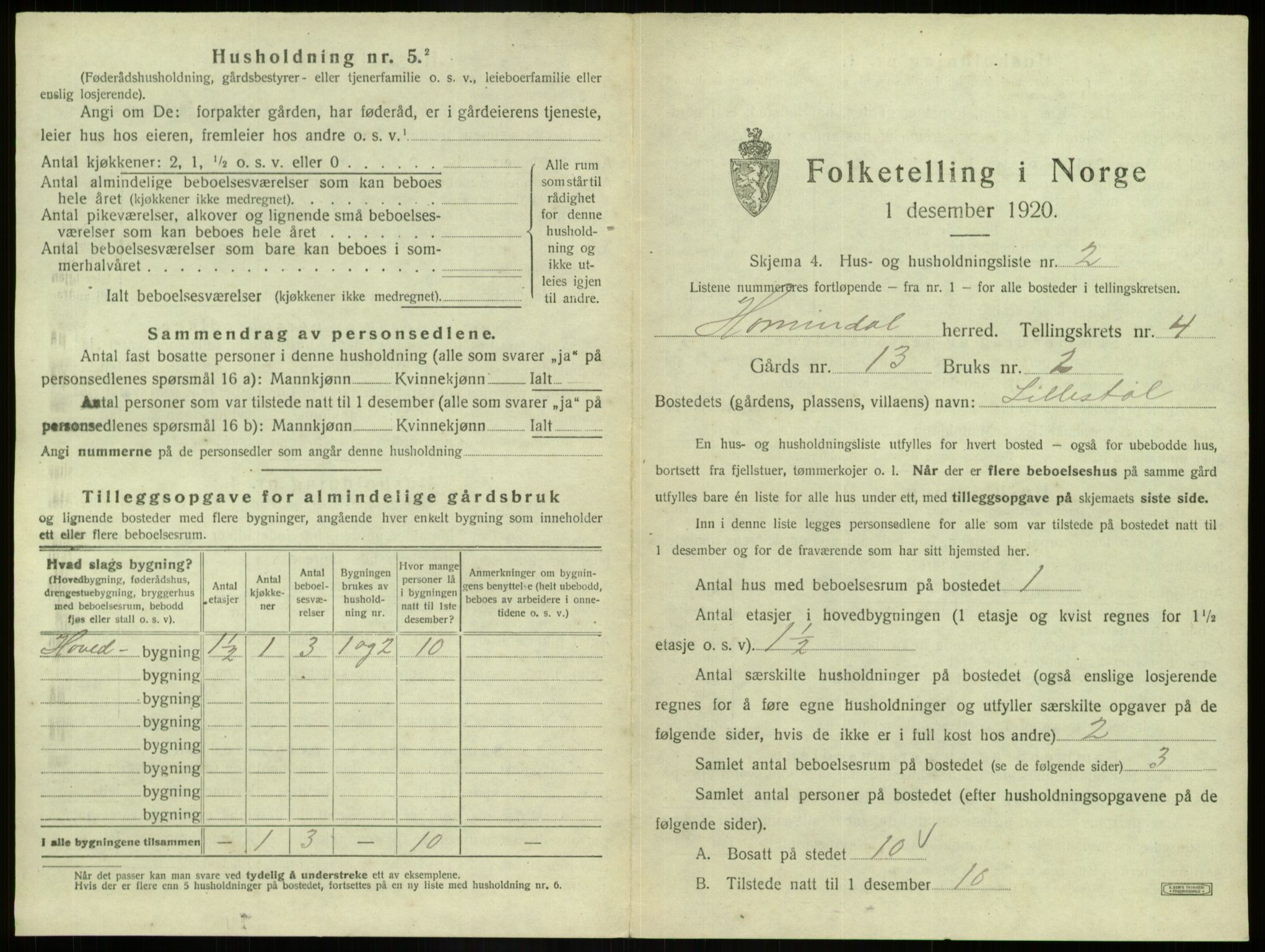 SAB, 1920 census for Hornindal, 1920, p. 214