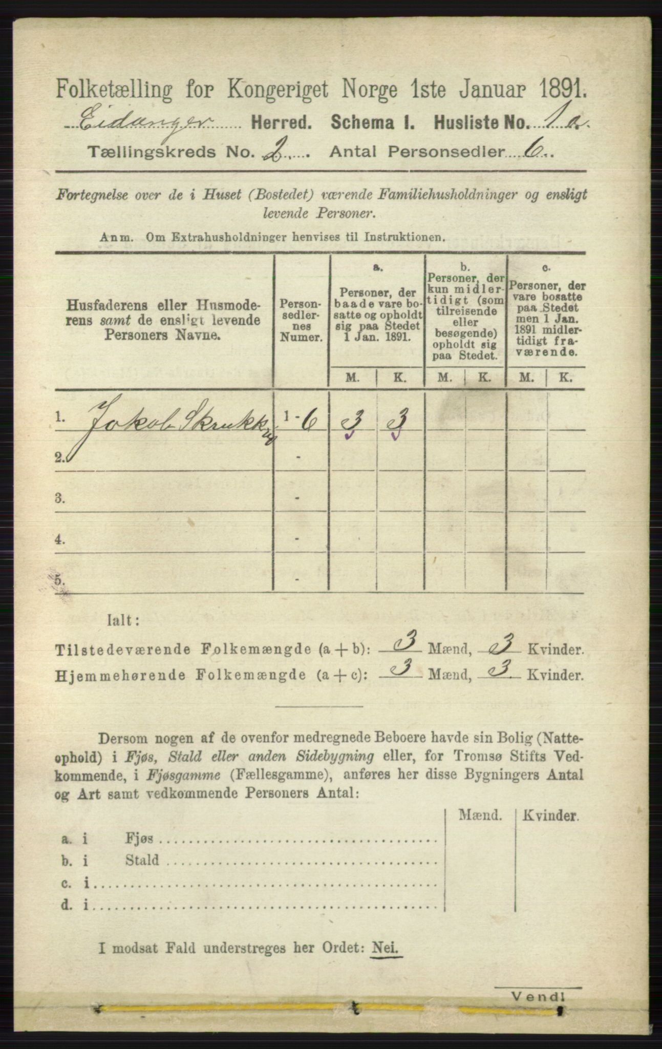 RA, 1891 census for 0813 Eidanger, 1891, p. 767