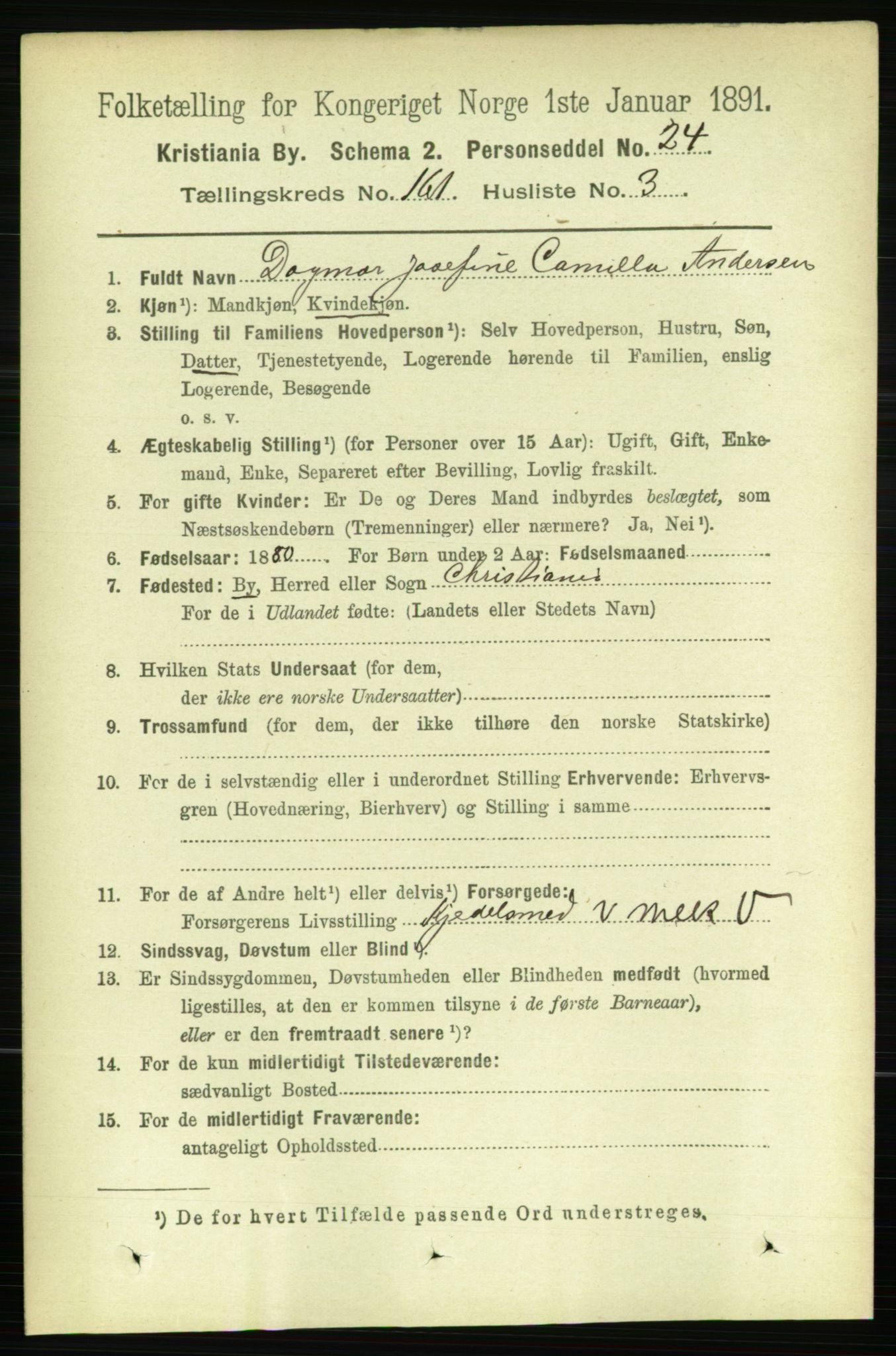 RA, 1891 census for 0301 Kristiania, 1891, p. 91673