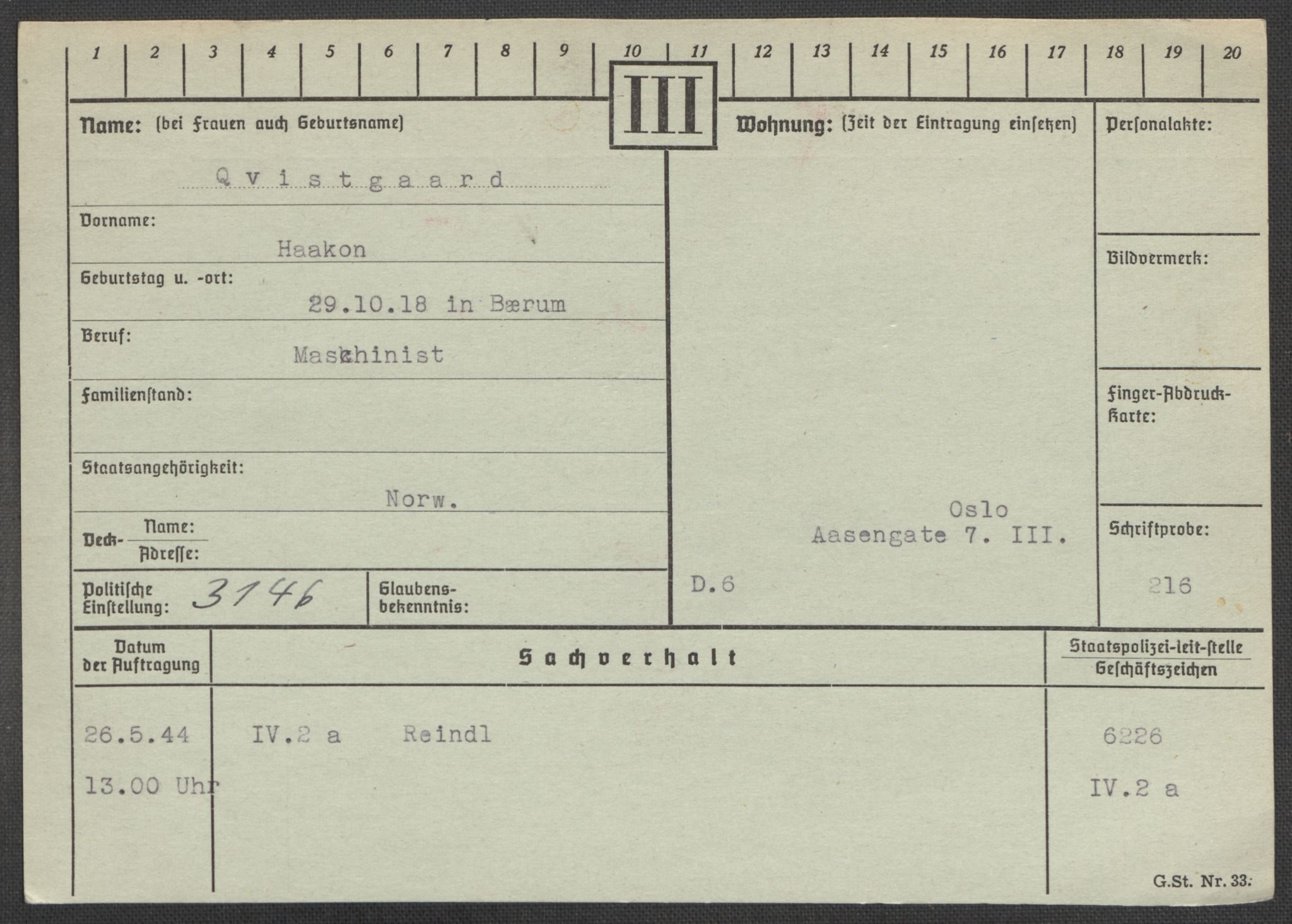 Befehlshaber der Sicherheitspolizei und des SD, AV/RA-RAFA-5969/E/Ea/Eaa/L0008: Register over norske fanger i Møllergata 19: Oelze-Ru, 1940-1945, p. 986