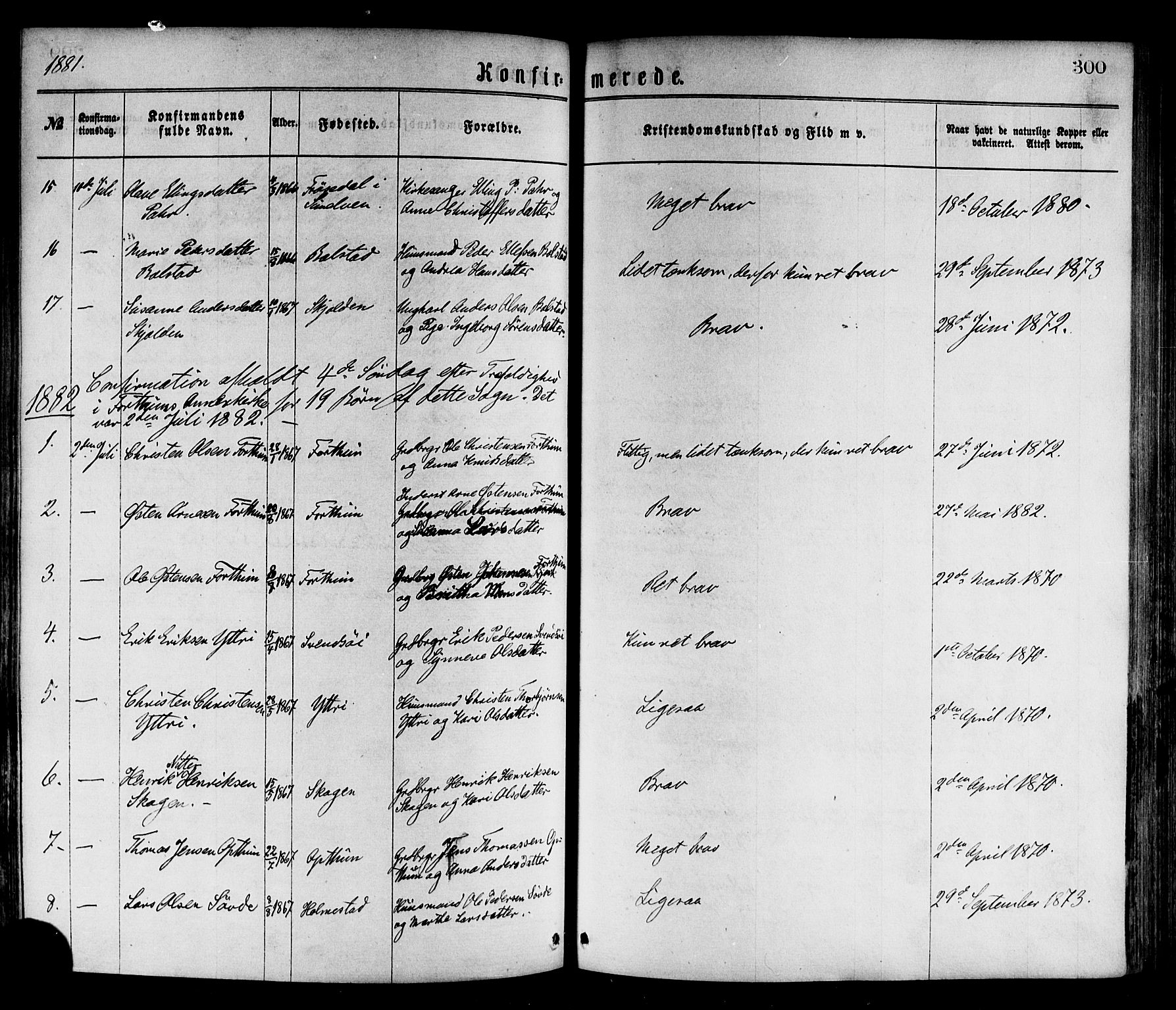 Luster sokneprestembete, SAB/A-81101/H/Haa/Haaa/L0010: Parish register (official) no. A 10, 1871-1886, p. 300
