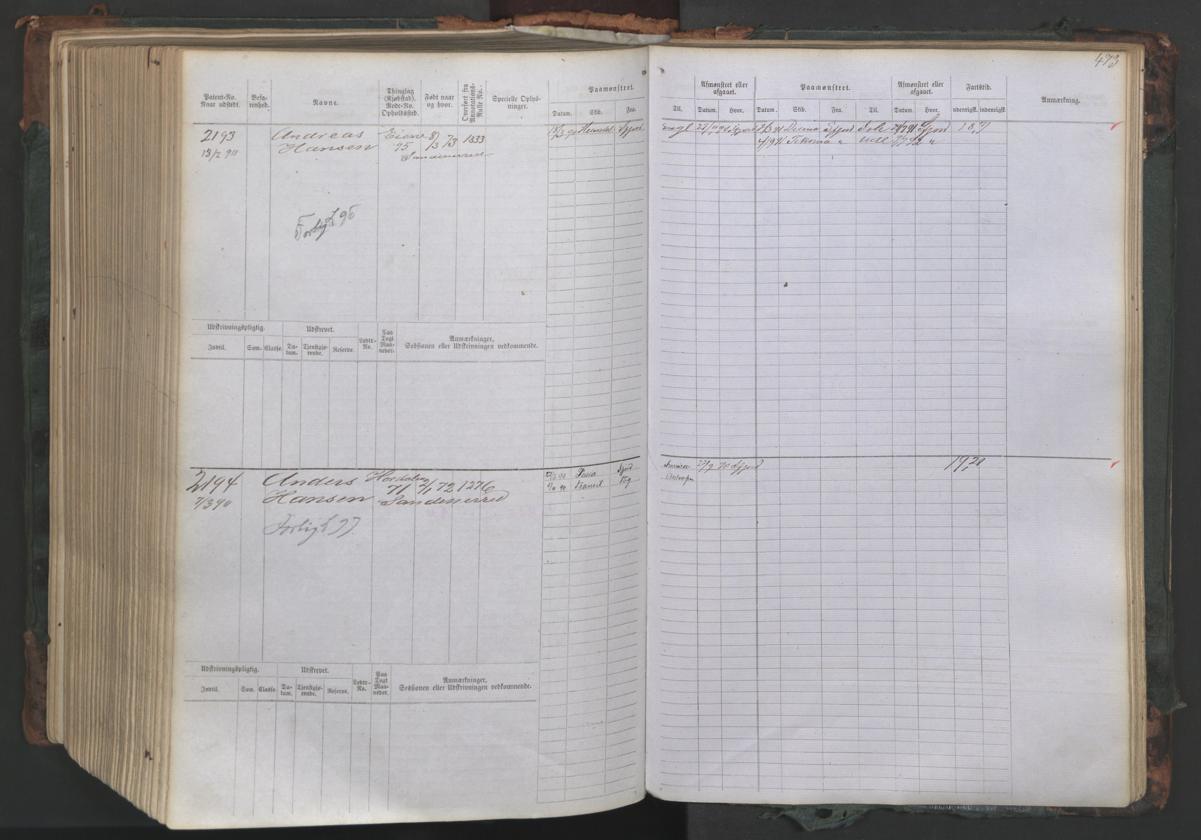 Sandefjord innrulleringskontor, SAKO/A-788/F/Fb/L0007: Hovedrulle, 1887, p. 473