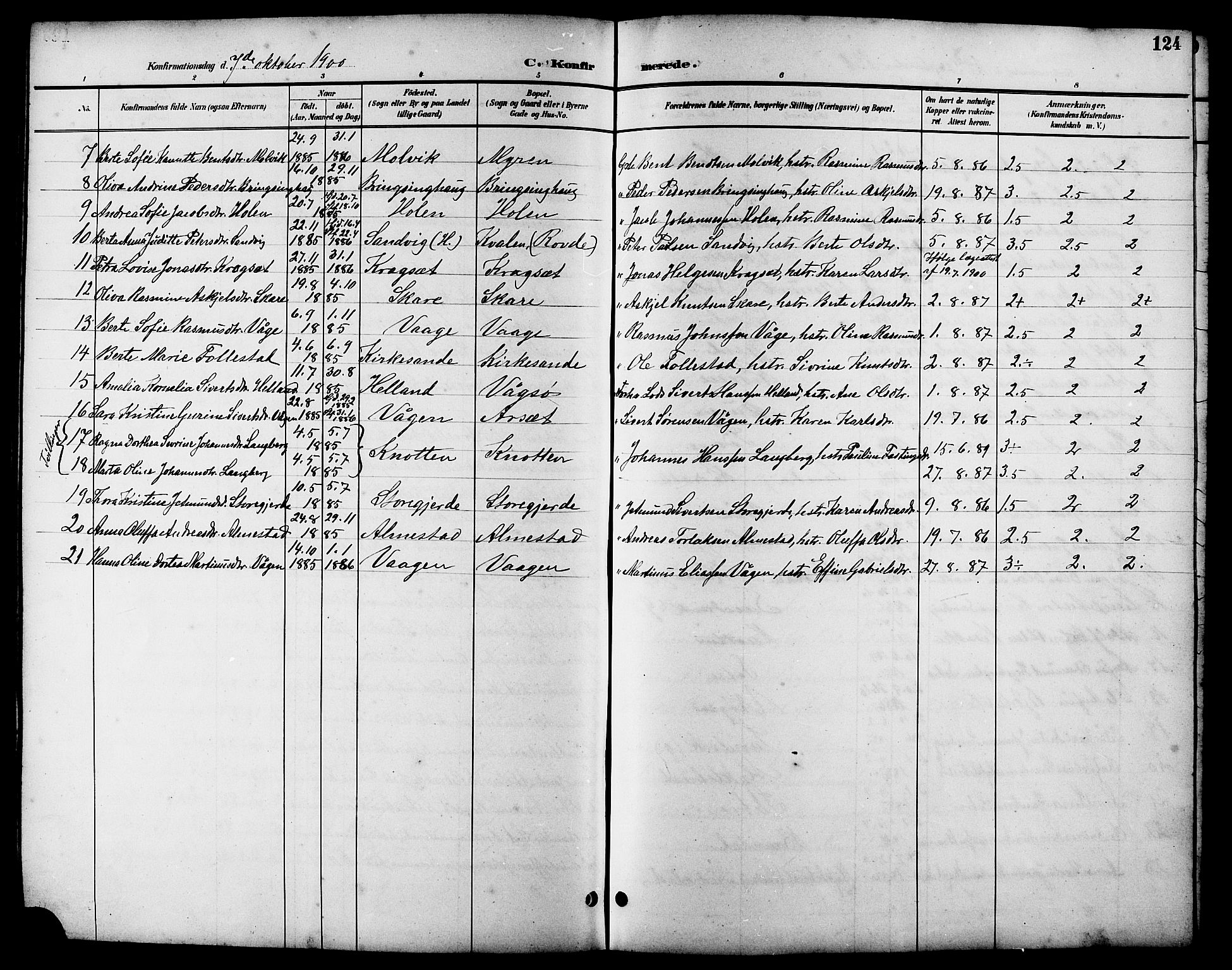 Ministerialprotokoller, klokkerbøker og fødselsregistre - Møre og Romsdal, AV/SAT-A-1454/503/L0049: Parish register (copy) no. 503C04, 1894-1915, p. 124