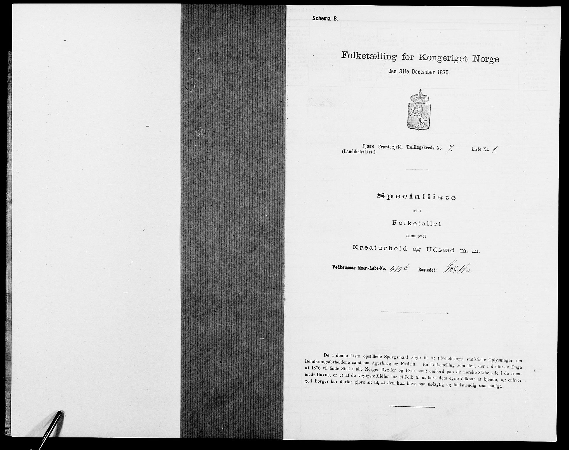 SAK, 1875 census for 0923L Fjære/Fjære, 1875, p. 1552