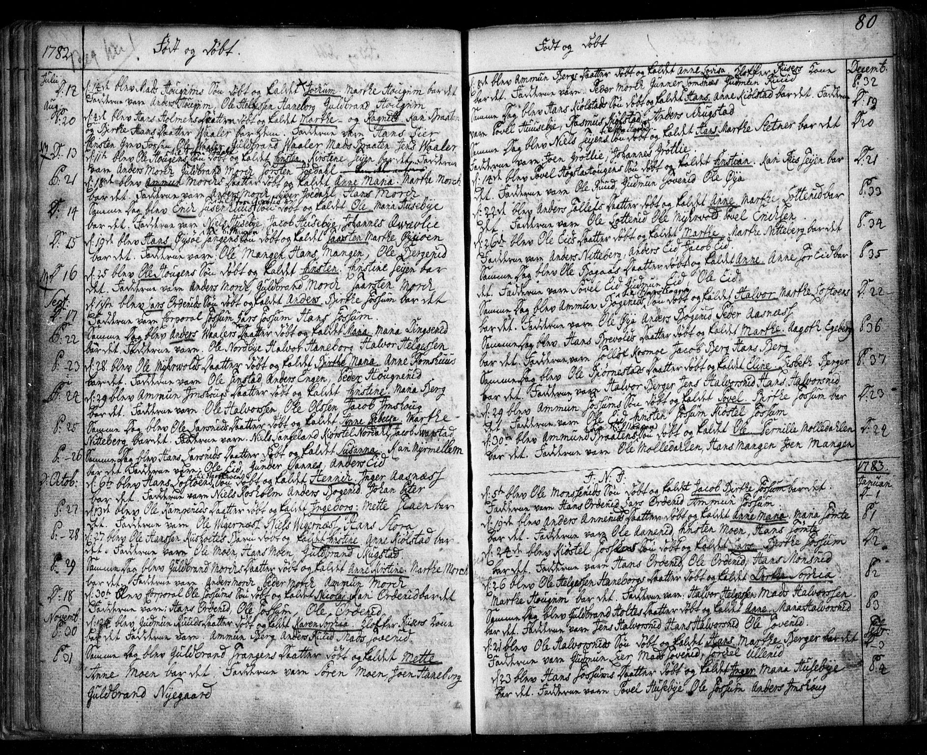 Aurskog prestekontor Kirkebøker, SAO/A-10304a/F/Fa/L0003: Parish register (official) no. I 3, 1767-1807, p. 80