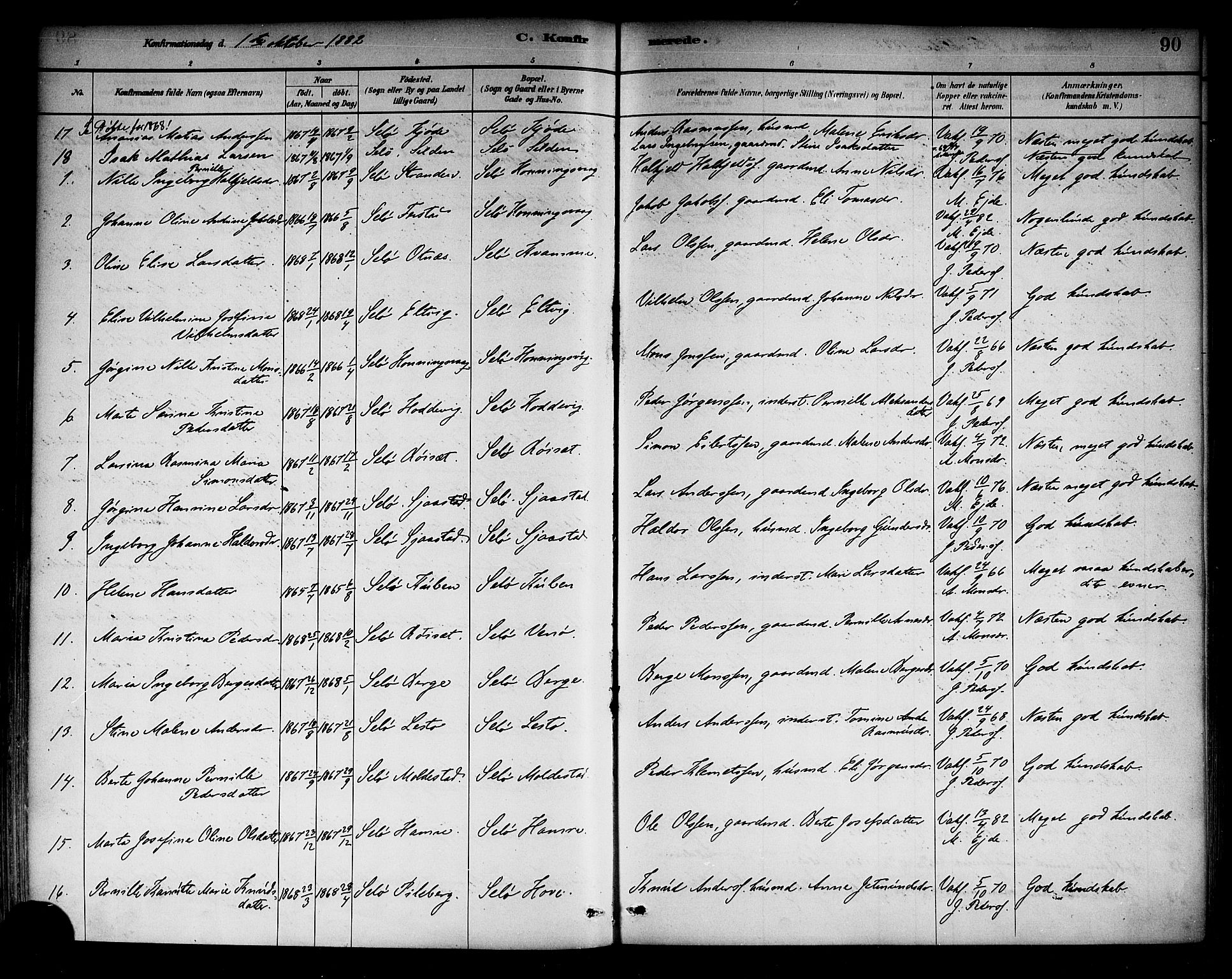 Selje sokneprestembete, AV/SAB-A-99938/H/Ha/Haa/Haab: Parish register (official) no. B 1, 1881-1890, p. 90