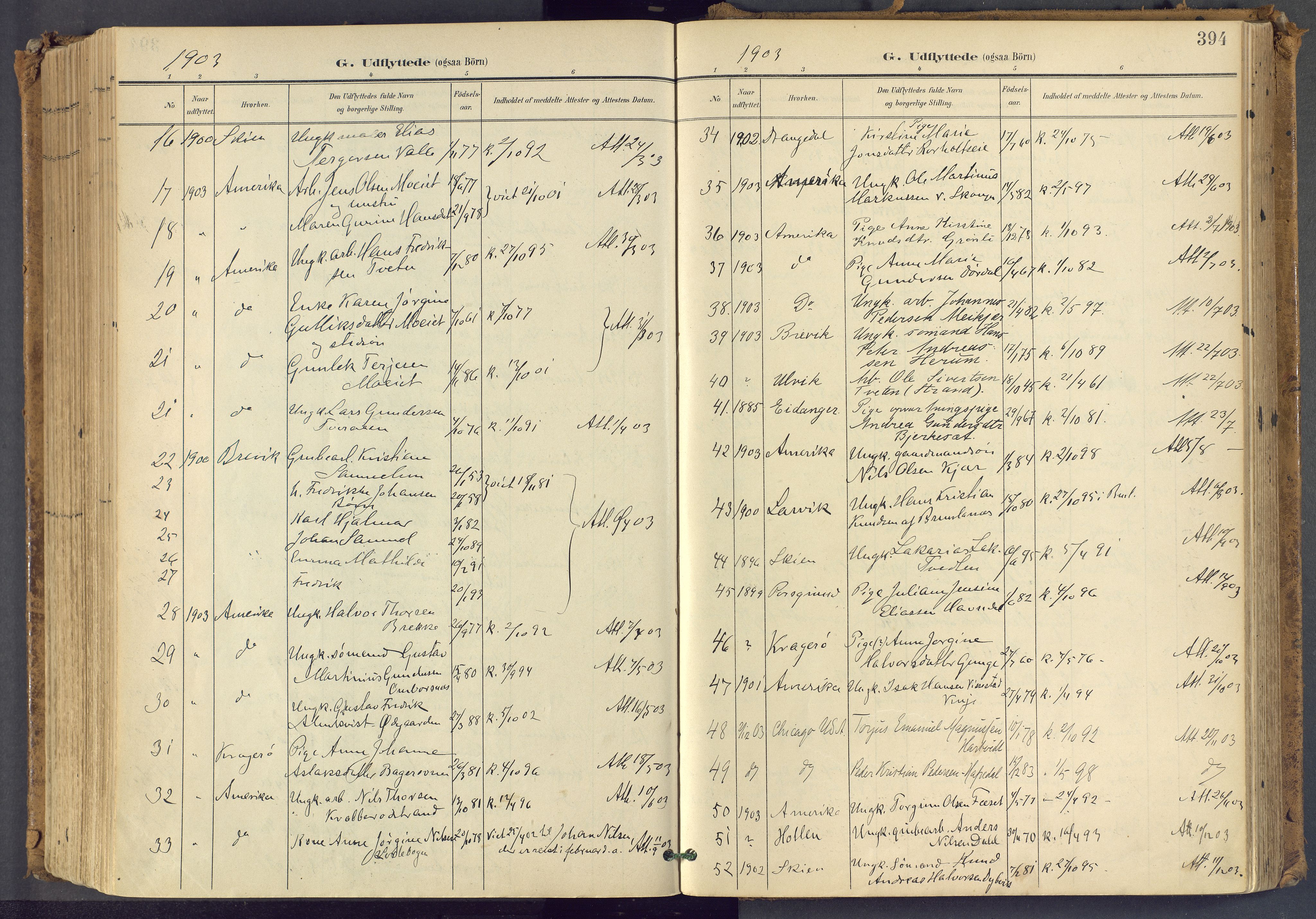 Bamble kirkebøker, SAKO/A-253/F/Fa/L0009: Parish register (official) no. I 9, 1901-1917, p. 394