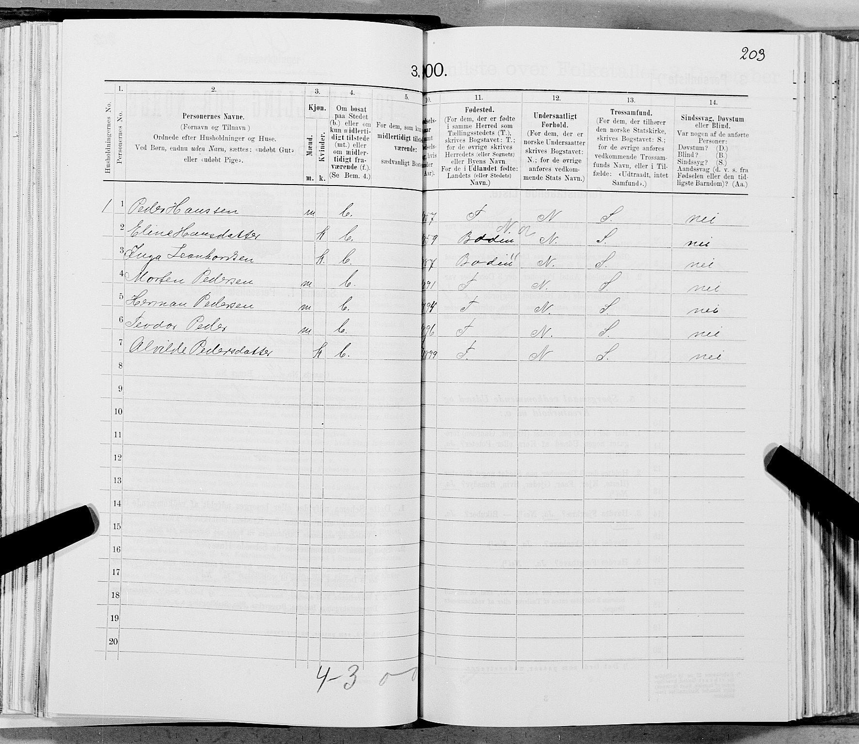 SAT, 1900 census for Gildeskål, 1900, p. 1186