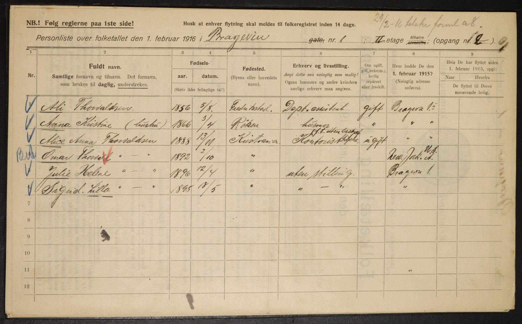 OBA, Municipal Census 1916 for Kristiania, 1916, p. 8126