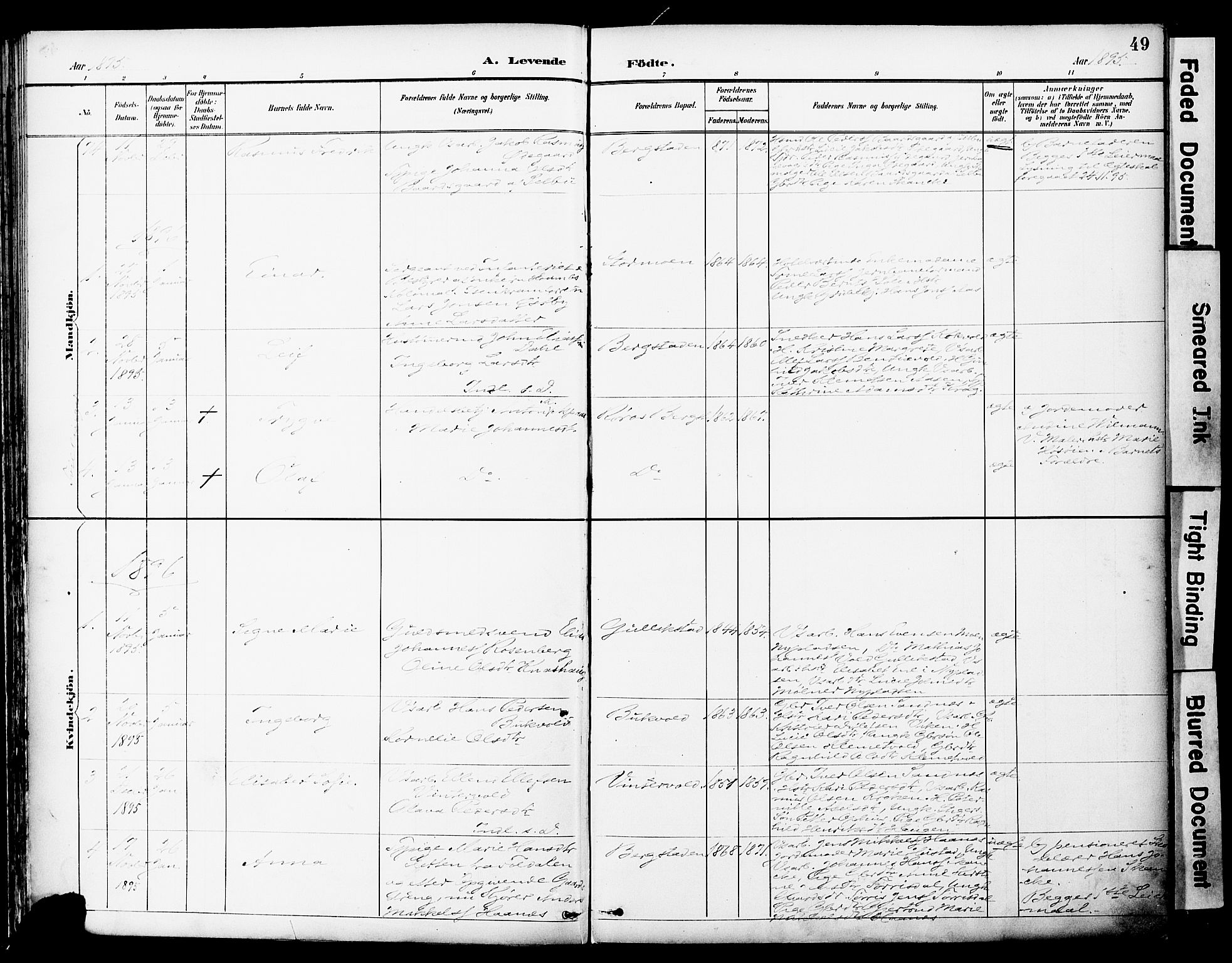 Ministerialprotokoller, klokkerbøker og fødselsregistre - Sør-Trøndelag, SAT/A-1456/681/L0935: Parish register (official) no. 681A13, 1890-1898, p. 49