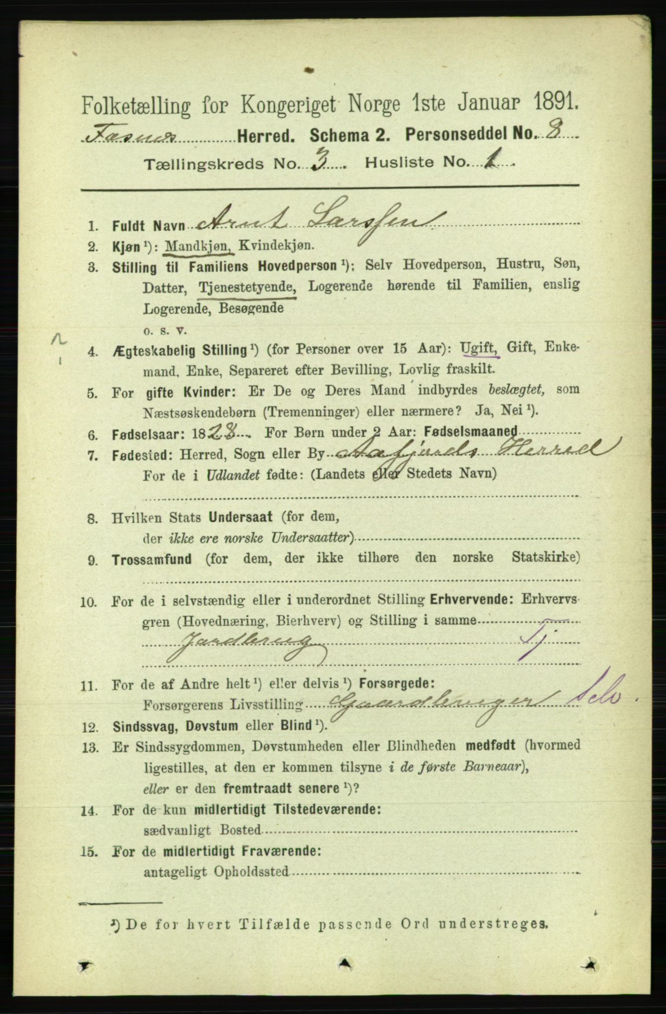 RA, 1891 census for 1748 Fosnes, 1891, p. 708