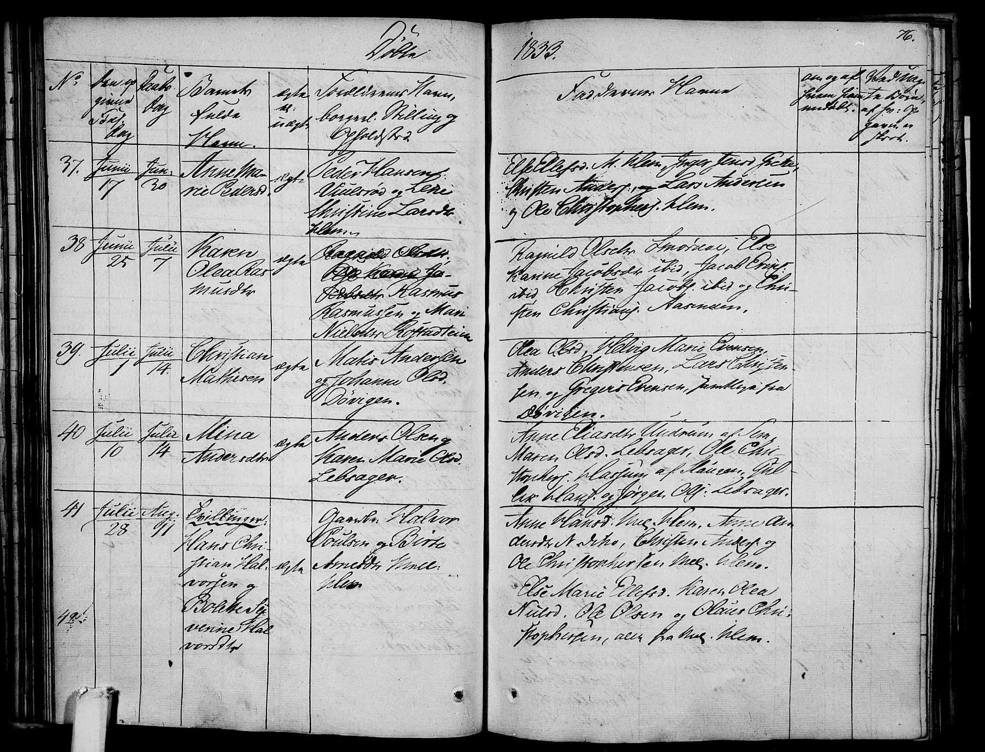 Våle kirkebøker, AV/SAKO-A-334/F/Fa/L0008: Parish register (official) no. I 8, 1824-1844, p. 76