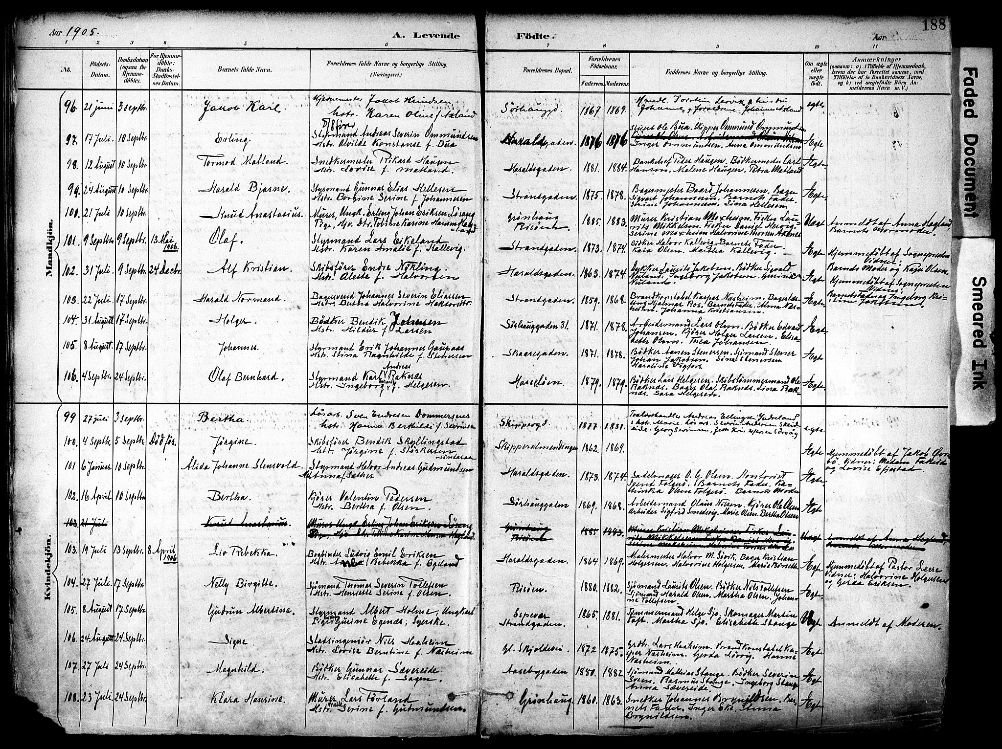 Haugesund sokneprestkontor, AV/SAST-A -101863/H/Ha/Haa/L0006: Parish register (official) no. A 6, 1891-1907, p. 188