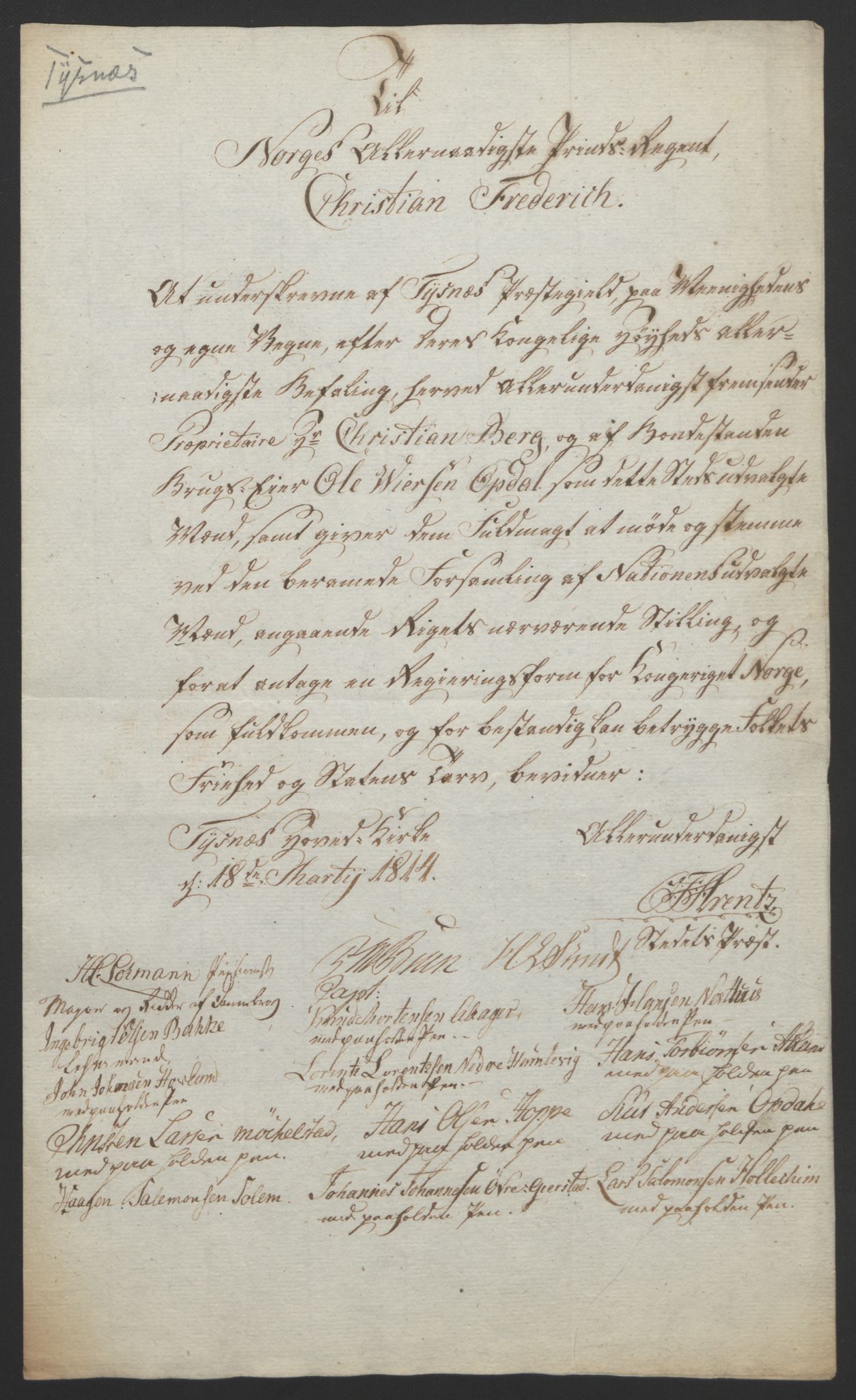 Statsrådssekretariatet, RA/S-1001/D/Db/L0008: Fullmakter for Eidsvollsrepresentantene i 1814. , 1814, p. 302
