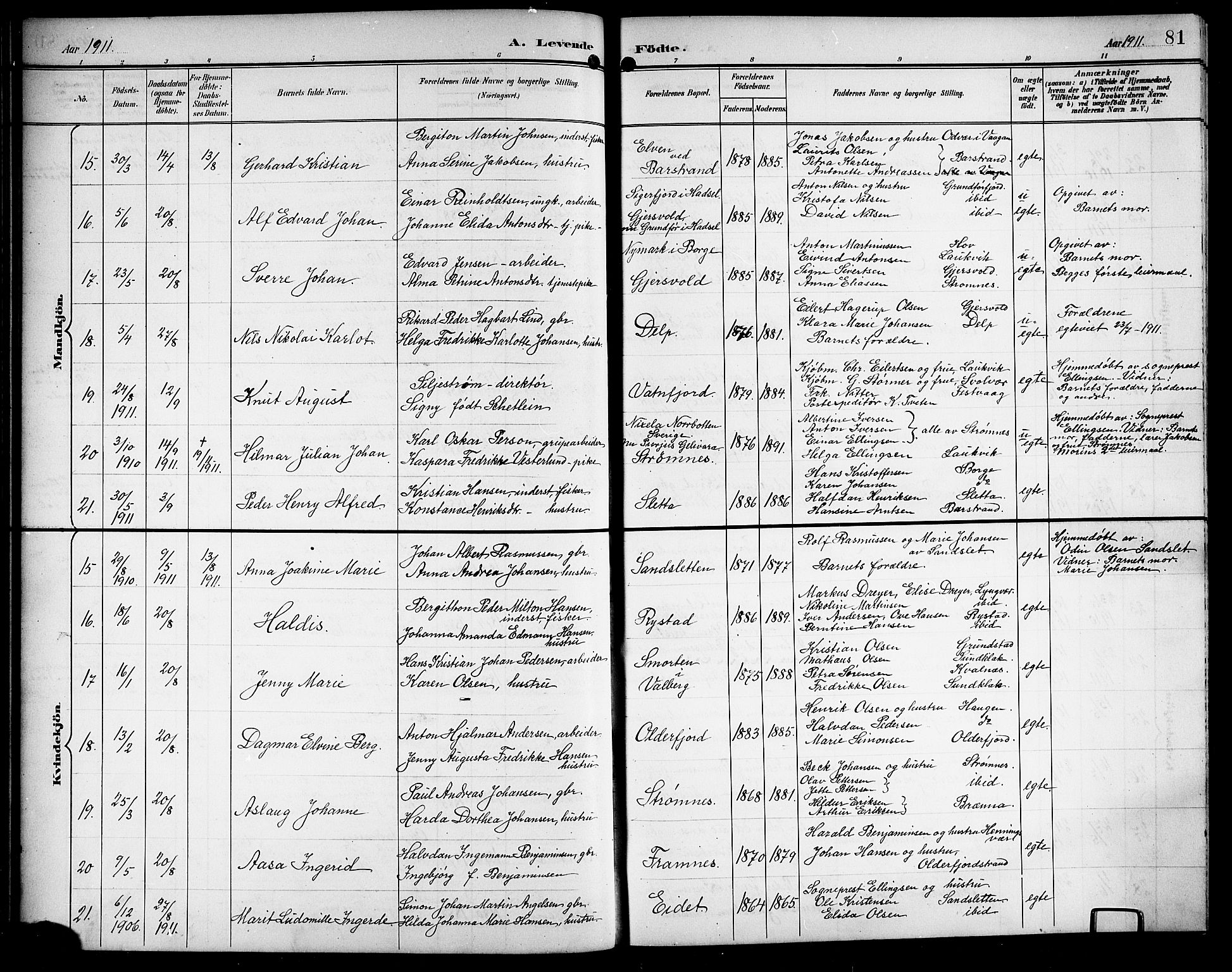 Ministerialprotokoller, klokkerbøker og fødselsregistre - Nordland, AV/SAT-A-1459/876/L1105: Parish register (copy) no. 876C04, 1896-1914, p. 81