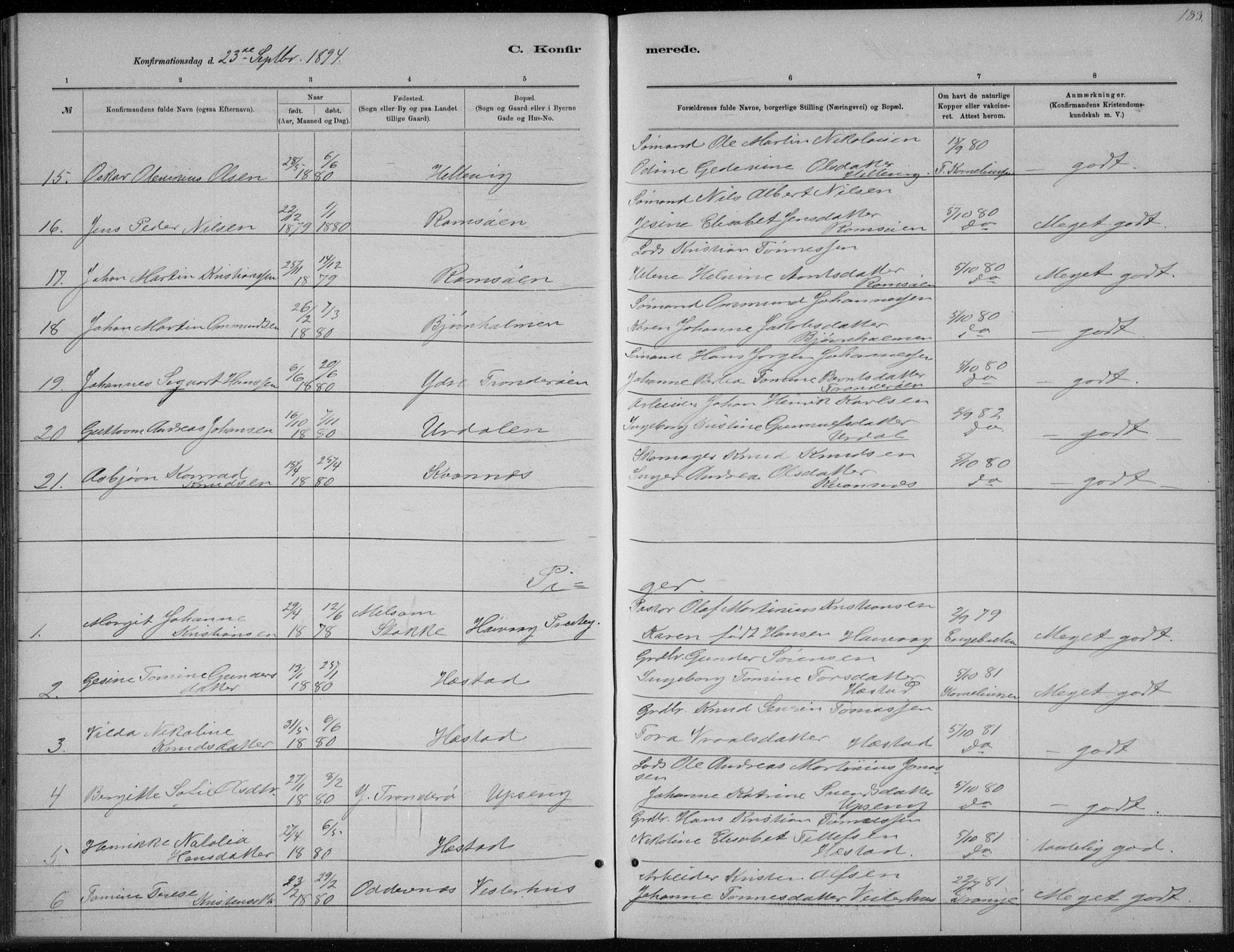 Høvåg sokneprestkontor, SAK/1111-0025/F/Fb/L0004: Parish register (copy) no. B 4, 1883-1898, p. 183