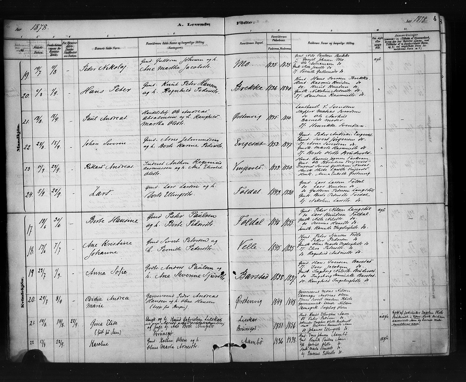 Ministerialprotokoller, klokkerbøker og fødselsregistre - Møre og Romsdal, AV/SAT-A-1454/513/L0176: Parish register (official) no. 513A03, 1877-1889, p. 4