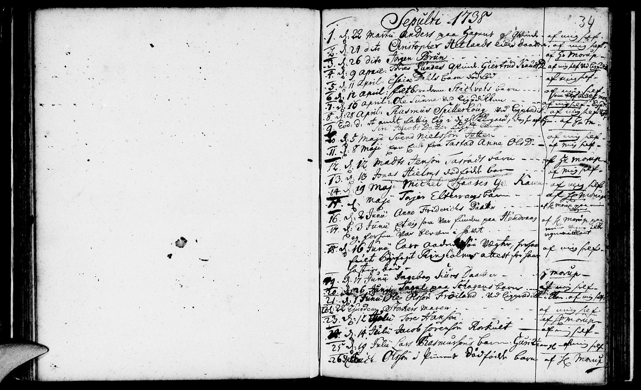 Domkirken sokneprestkontor, SAST/A-101812/001/30/30BA/L0003: Parish register (official) no. A 3 /1, 1738-1760, p. 34
