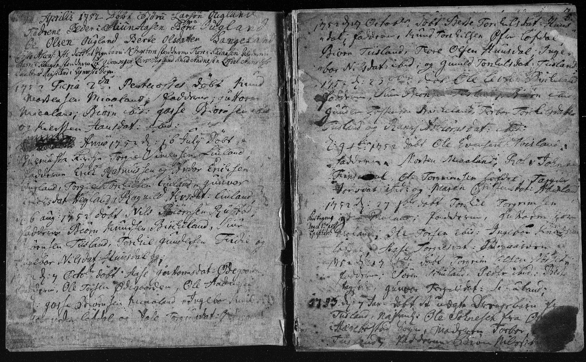 Holum sokneprestkontor, AV/SAK-1111-0022/F/Fa/Fab/L0003: Parish register (official) no. A 3, 1752-1774, p. 4-5