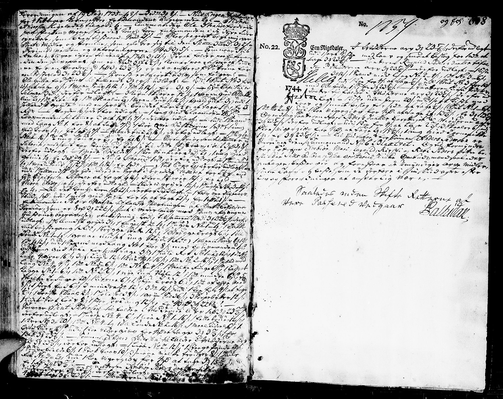 Ringerike og Hallingdal sorenskriveri, SAKO/A-81/H/Ha/L0014: Skifteprotokoll, 1744-1749, p. 607b-608a