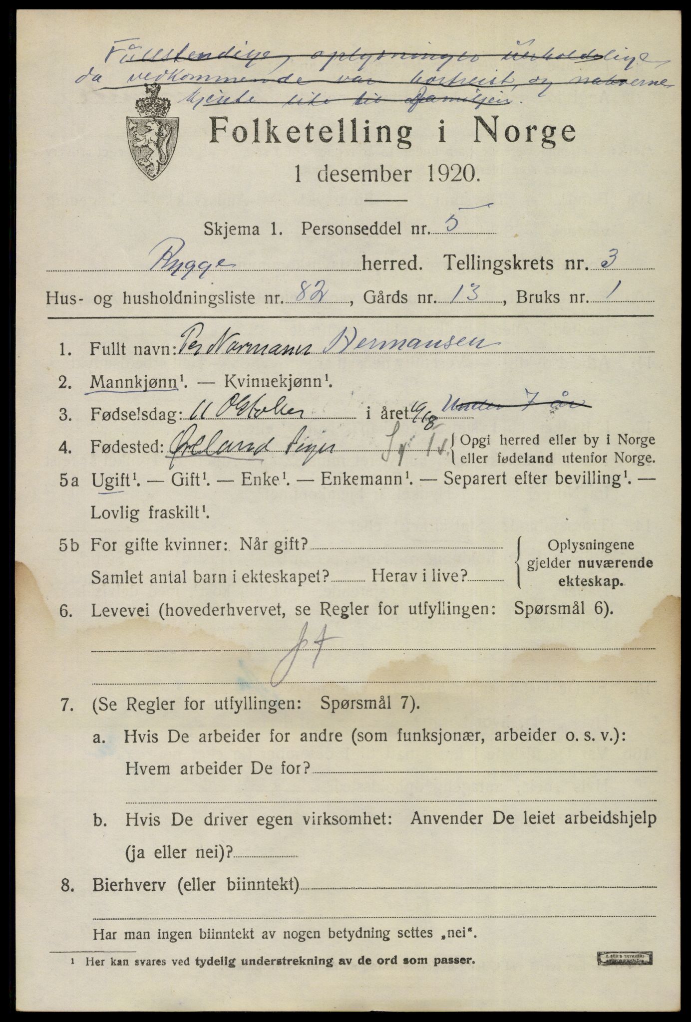 SAO, 1920 census for Rygge, 1920, p. 8823