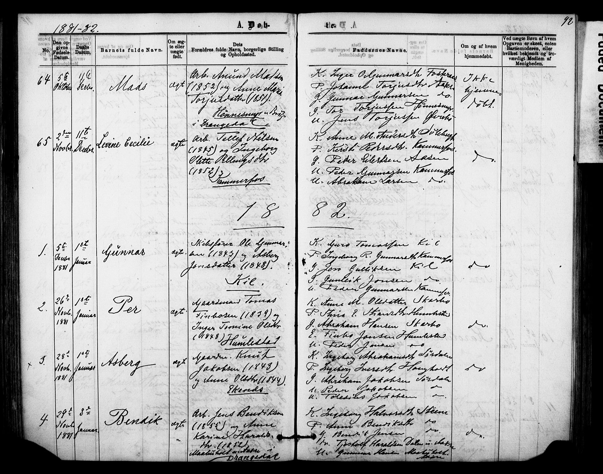 Sannidal kirkebøker, SAKO/A-296/F/Fa/L0014: Parish register (official) no. 14, 1874-1883, p. 92