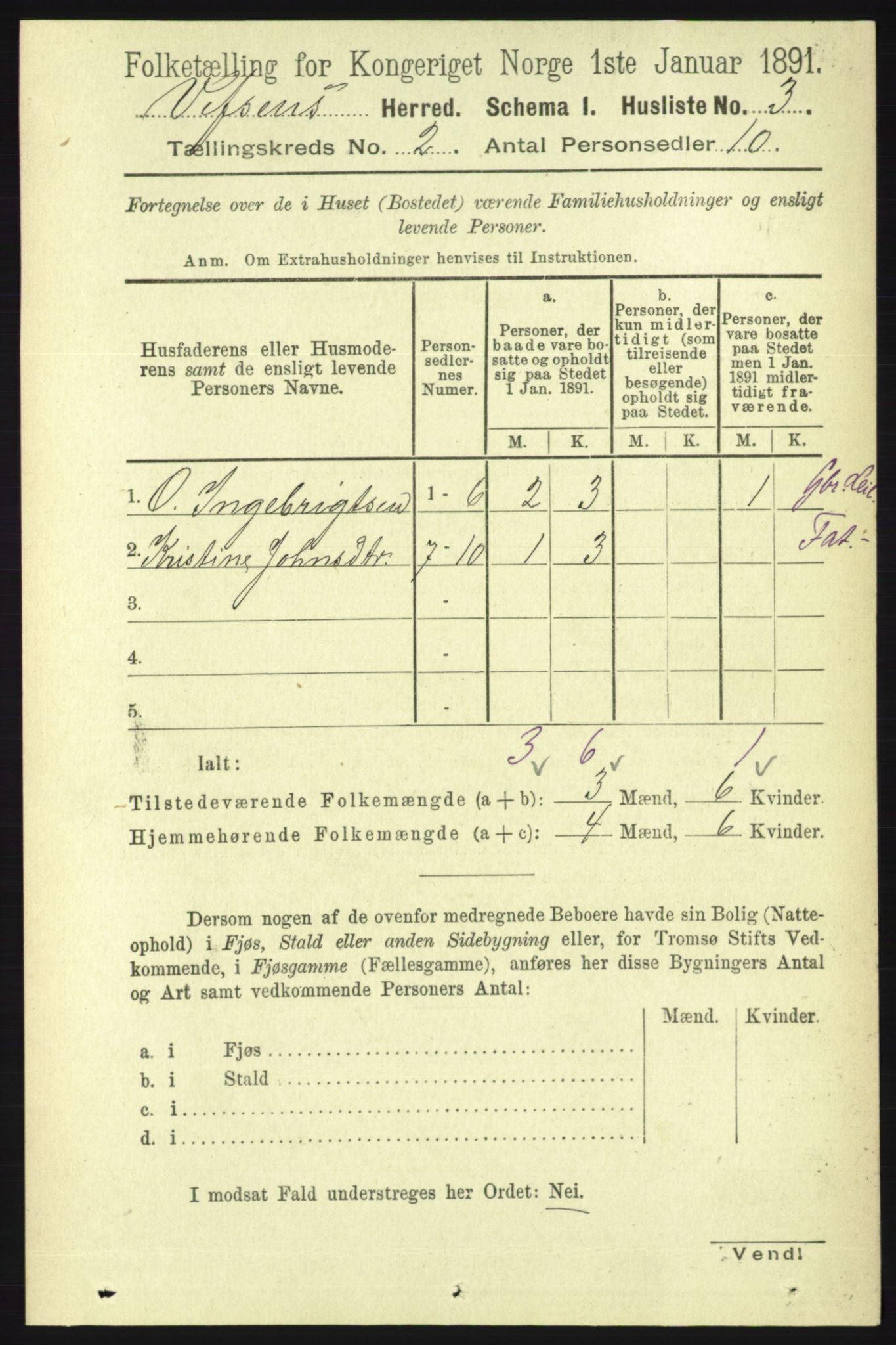 RA, 1891 census for 1824 Vefsn, 1891, p. 539