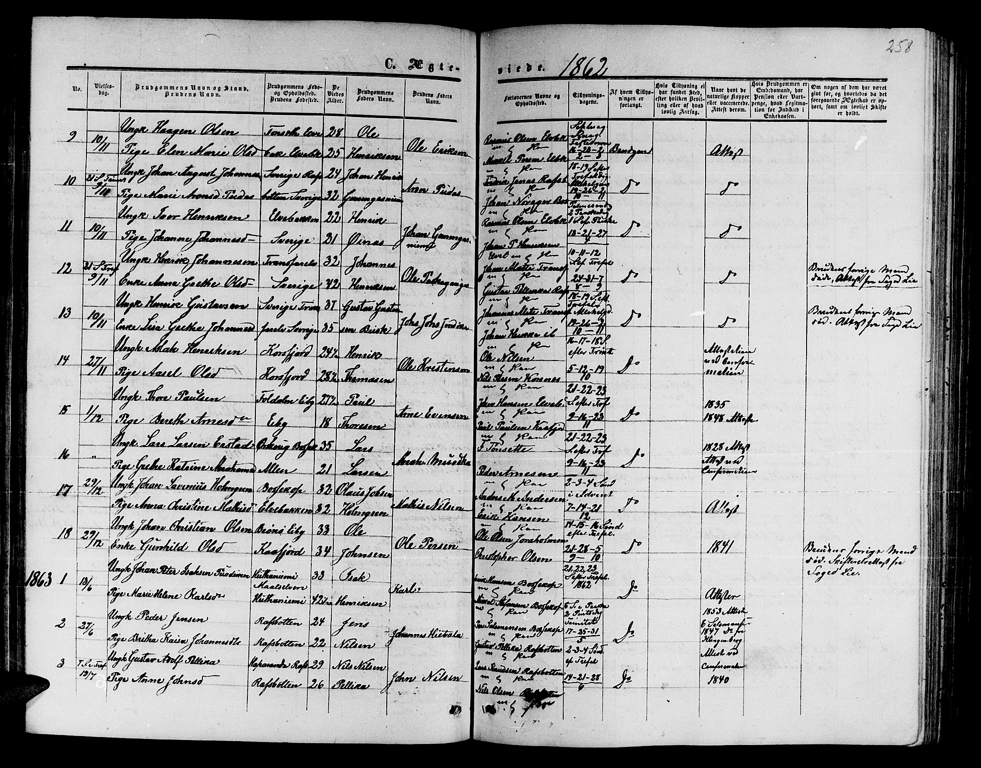 Alta sokneprestkontor, SATØ/S-1338/H/Hb/L0001.klokk: Parish register (copy) no. 1, 1858-1878, p. 257-258