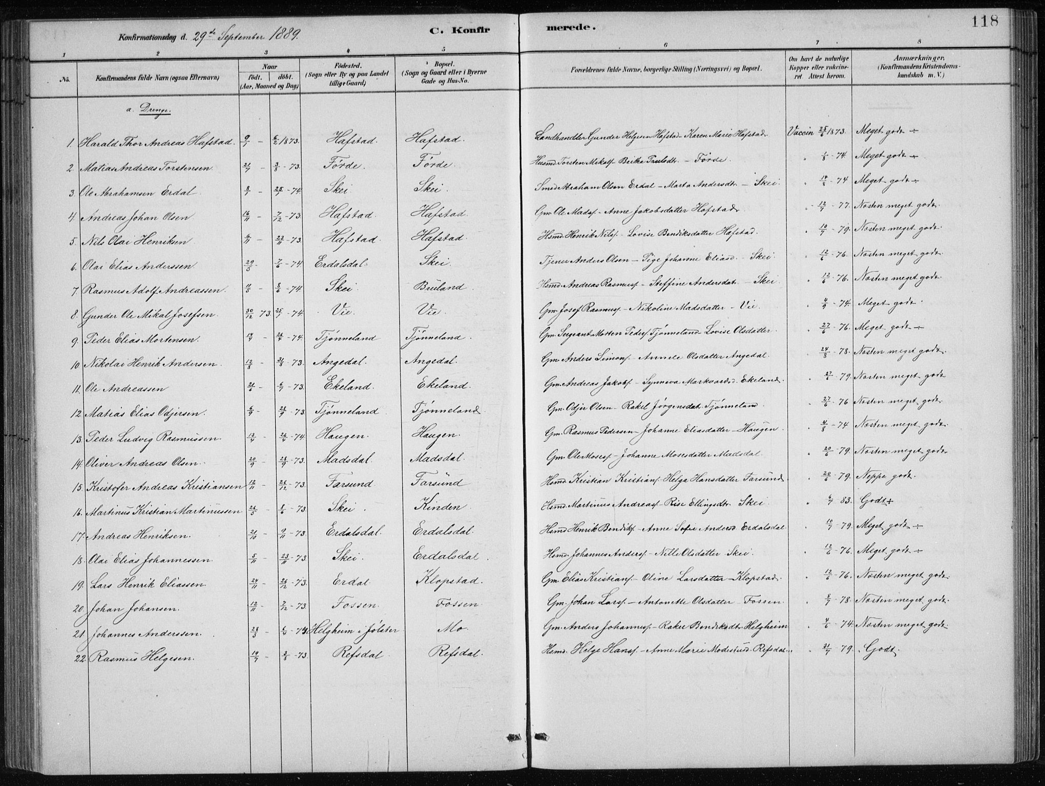Førde sokneprestembete, SAB/A-79901/H/Hab/Haba/L0002: Parish register (copy) no. A 2, 1881-1898, p. 118