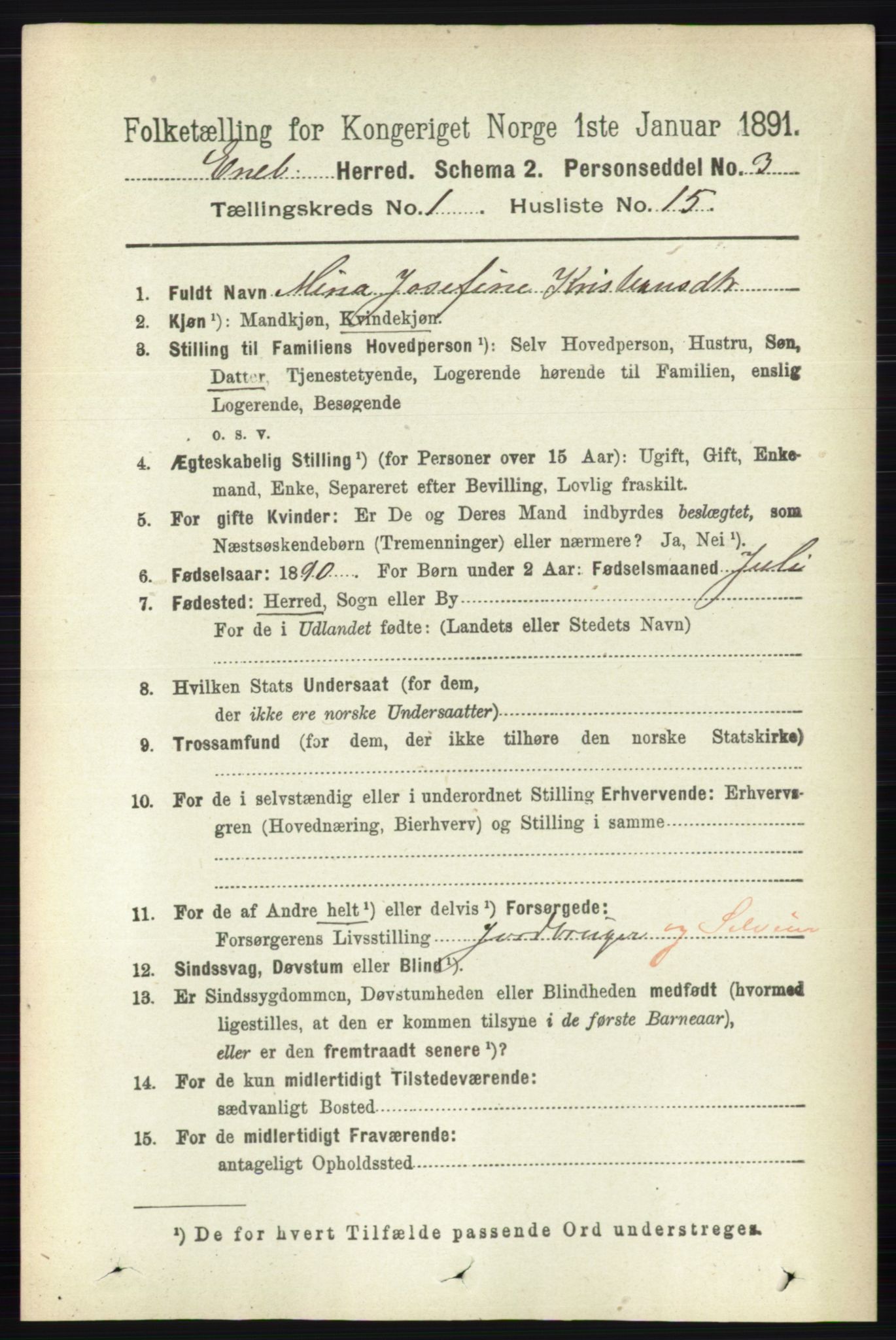 RA, 1891 census for 0229 Enebakk, 1891, p. 204