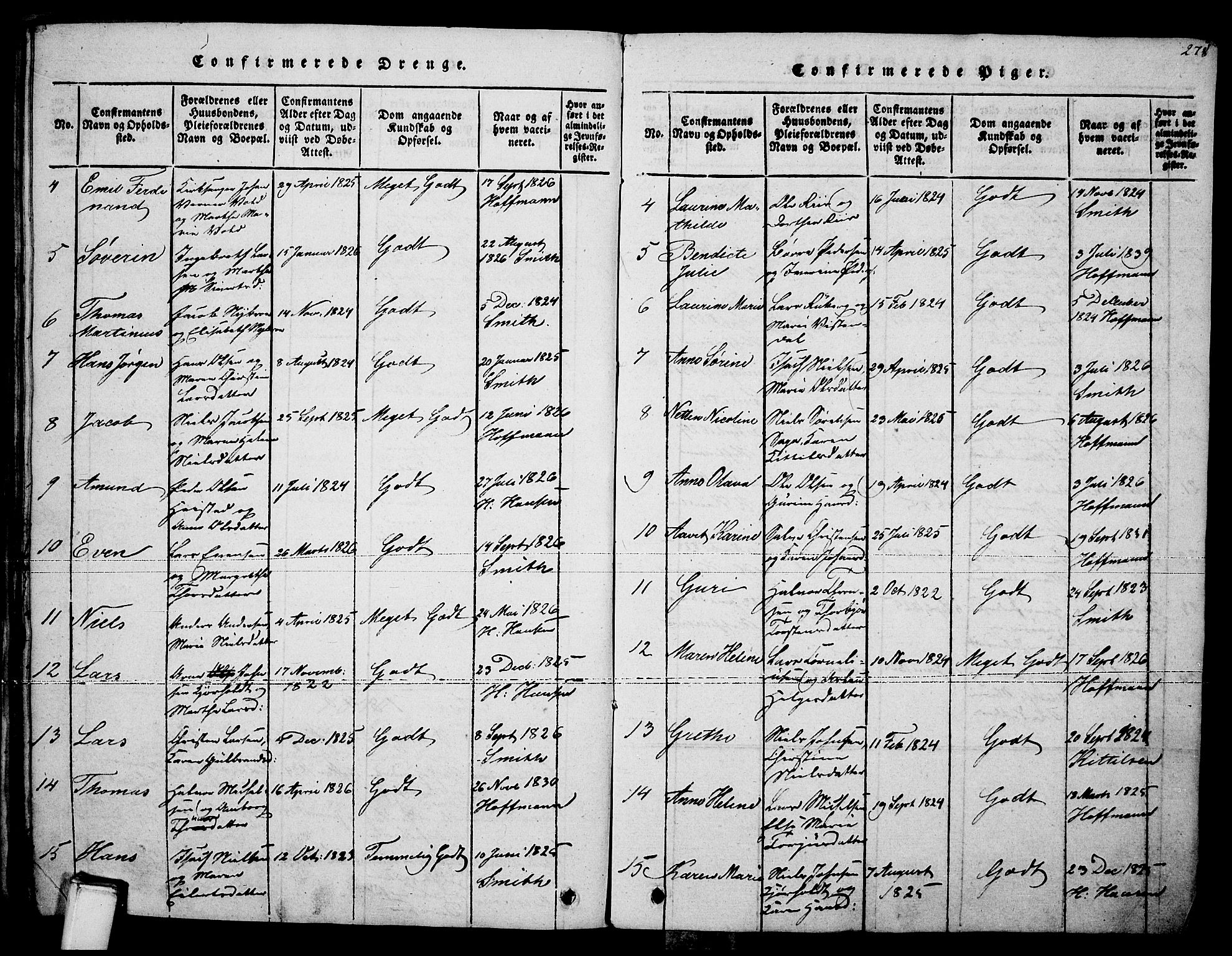Brevik kirkebøker, SAKO/A-255/F/Fa/L0004: Parish register (official) no. 4, 1814-1846, p. 278