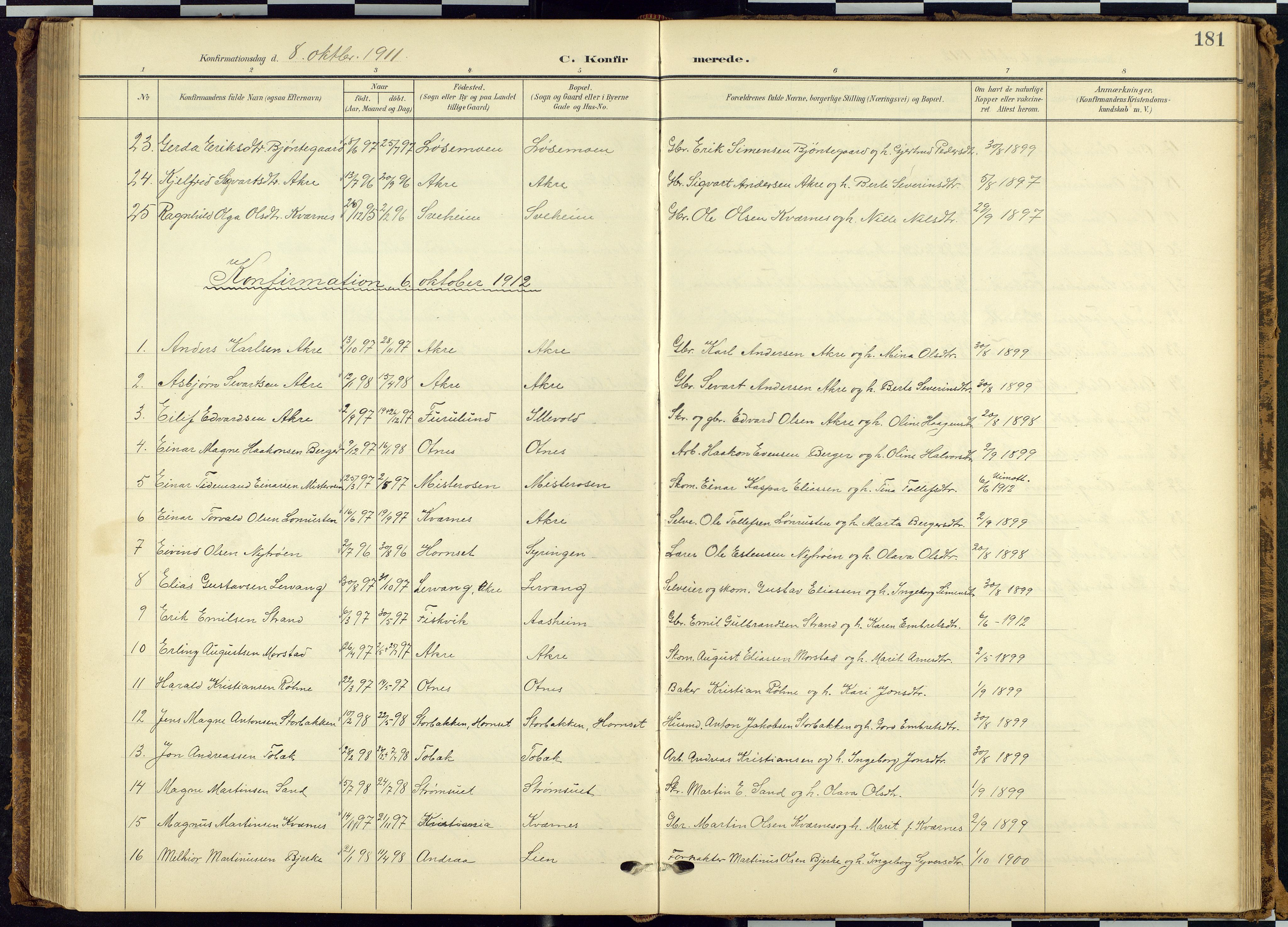 Rendalen prestekontor, SAH/PREST-054/H/Ha/Hab/L0010: Parish register (copy) no. 10, 1903-1940, p. 181
