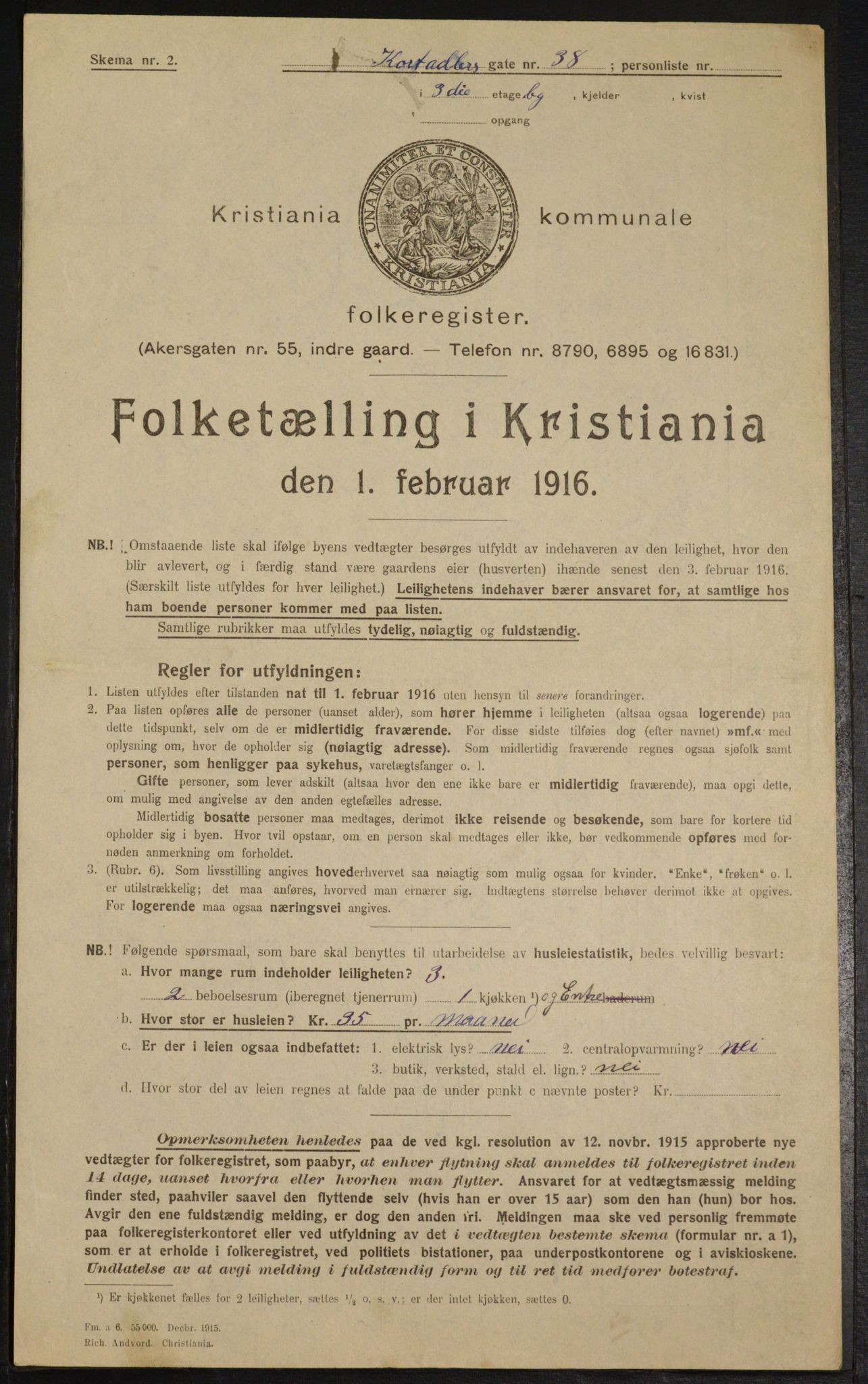 OBA, Municipal Census 1916 for Kristiania, 1916, p. 14065