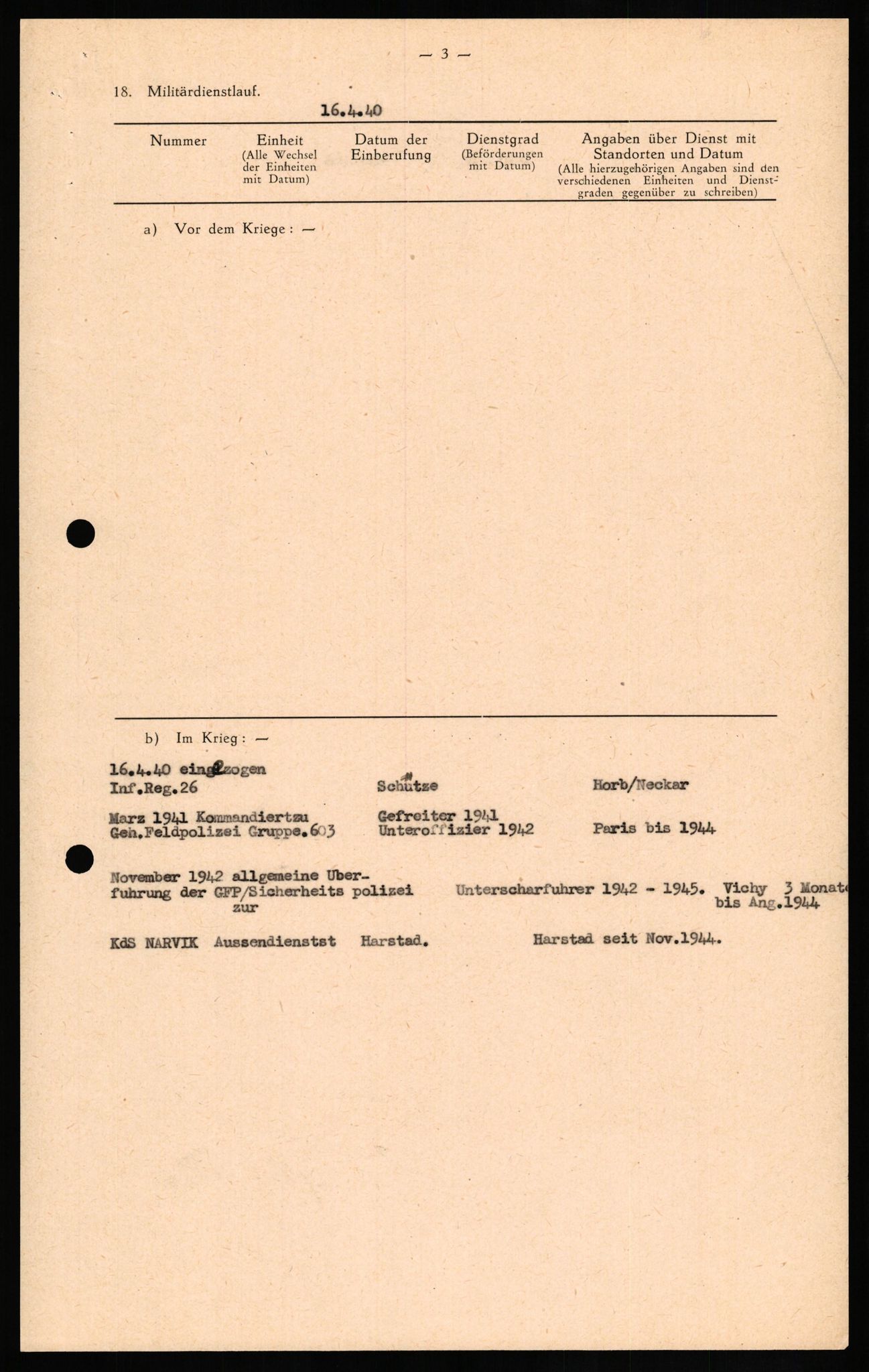 Forsvaret, Forsvarets overkommando II, AV/RA-RAFA-3915/D/Db/L0019: CI Questionaires. Tyske okkupasjonsstyrker i Norge. Tyskere., 1945-1946, p. 342