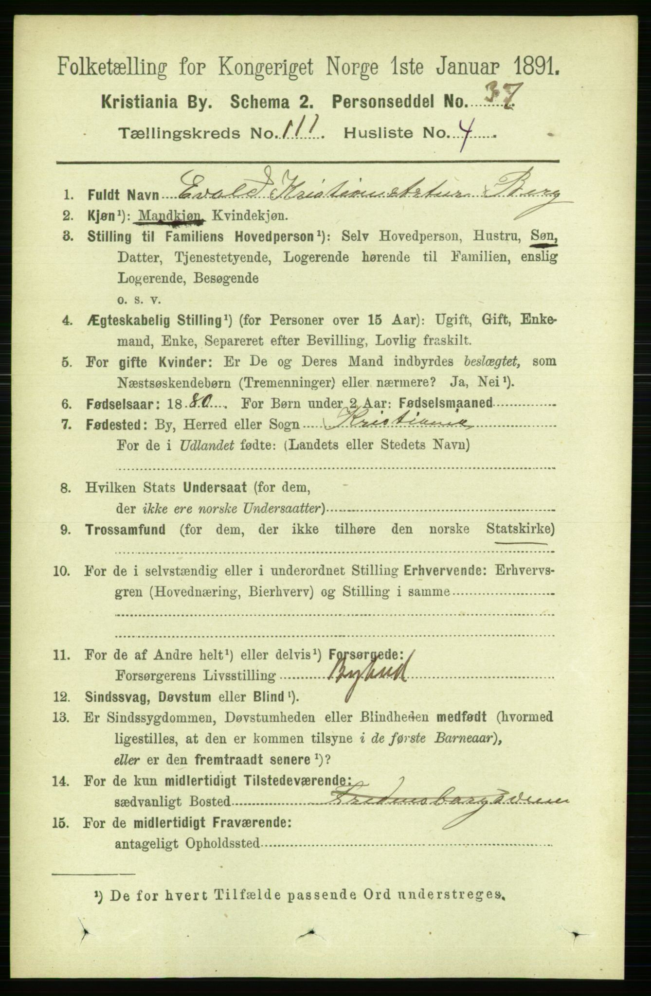 RA, 1891 census for 0301 Kristiania, 1891, p. 58025