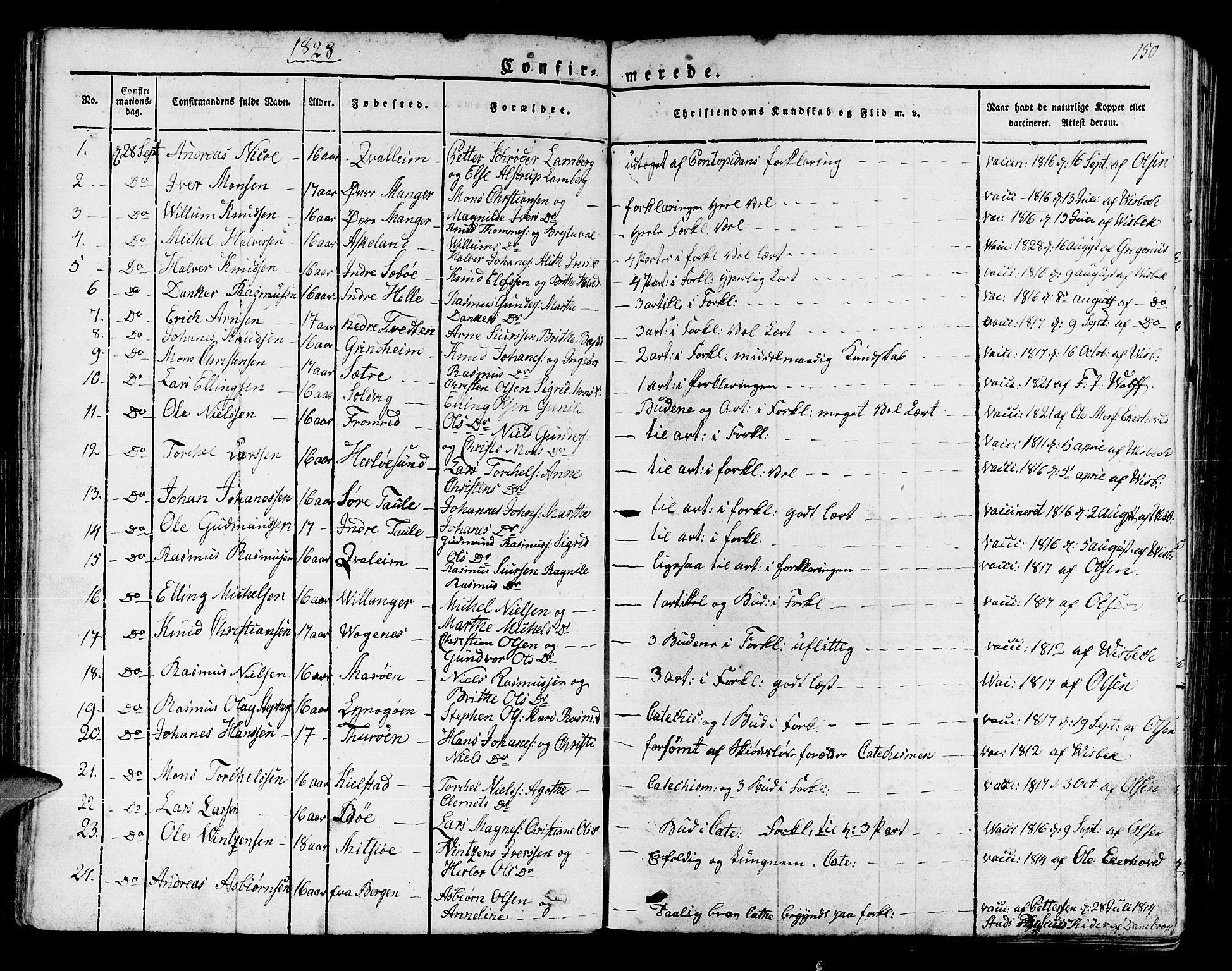Manger sokneprestembete, SAB/A-76801/H/Haa: Parish register (official) no. A 4, 1824-1838, p. 150