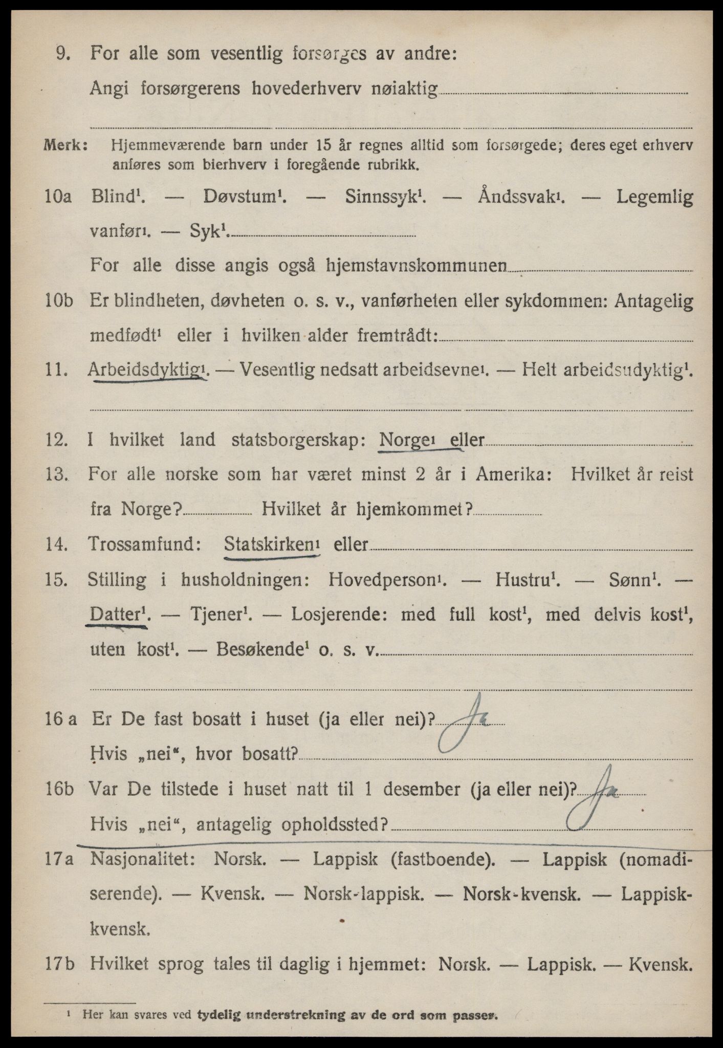 SAT, 1920 census for Orkland, 1920, p. 3793