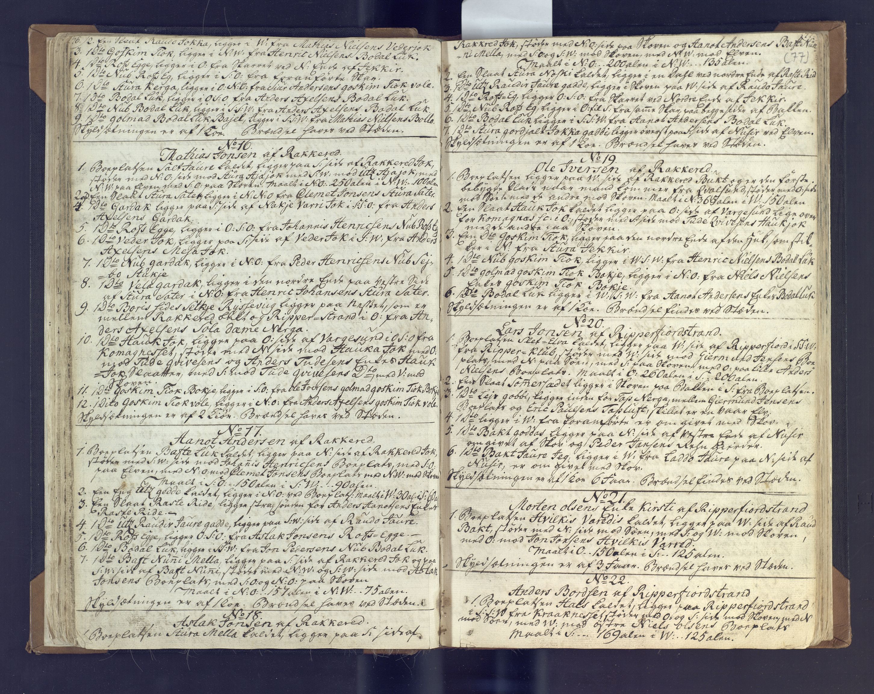 Fylkesmannen i Finnmark, SATØ/S-1120/1Coa/L2882: Landmålerprotokoll (i nærmagasinet/skannet), 1776-1845, p. 42