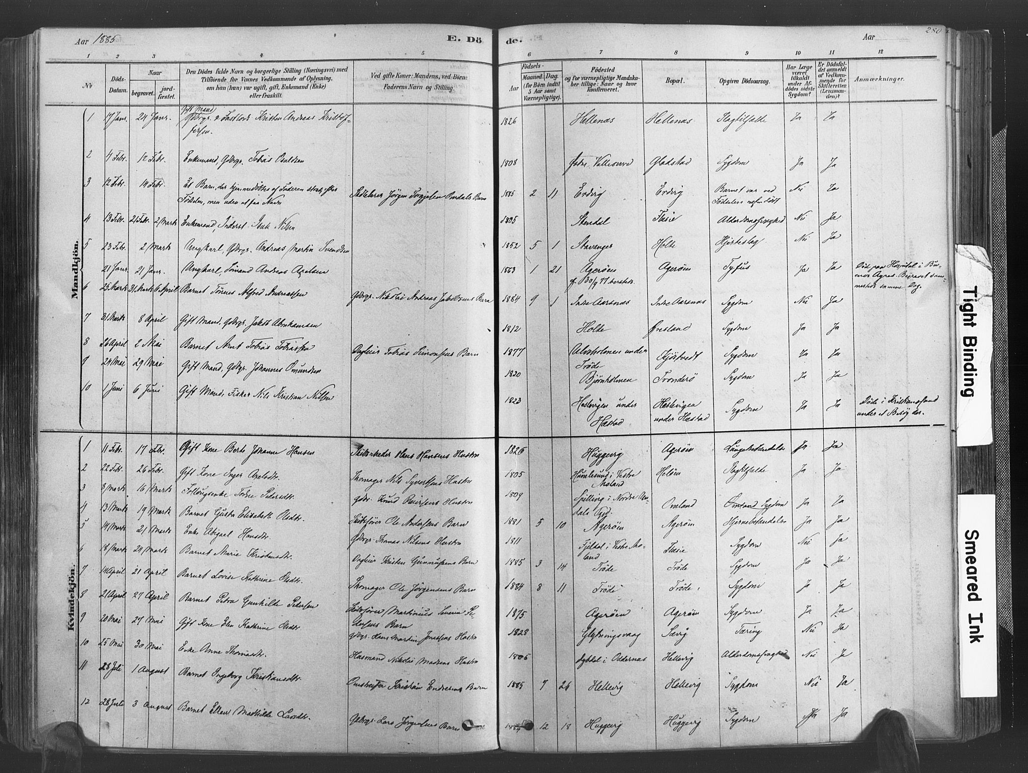 Høvåg sokneprestkontor, SAK/1111-0025/F/Fa/L0005: Parish register (official) no. A 5, 1878-1893, p. 280