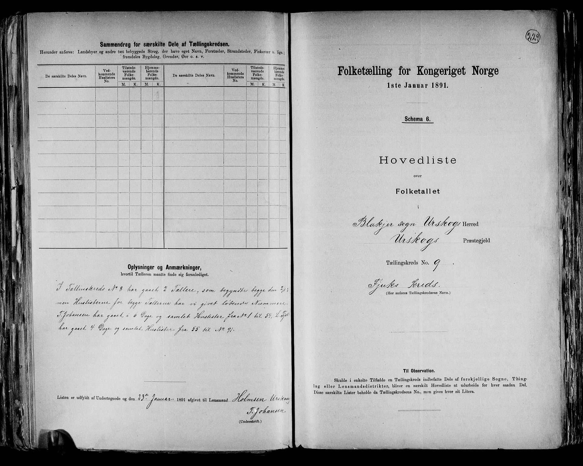 RA, 1891 census for 0224 Aurskog, 1891, p. 26